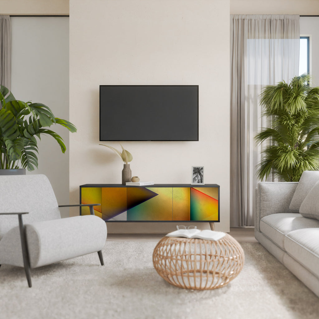 PIERCING SHARPNESS TV-Lowboard mit 3 Türen in Schwarz