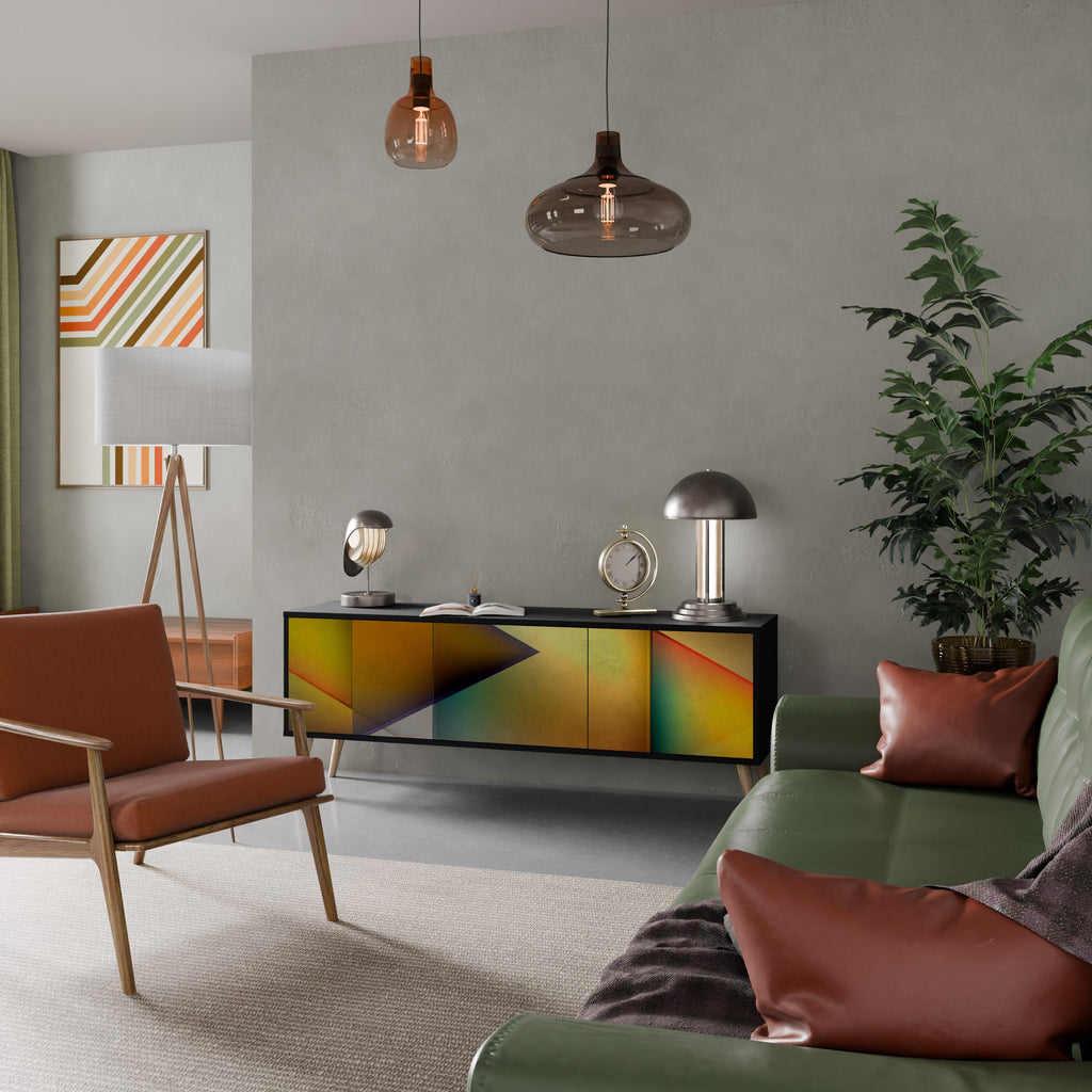 PIERCING SHARPNESS TV-Lowboard mit 3 Türen in Schwarz