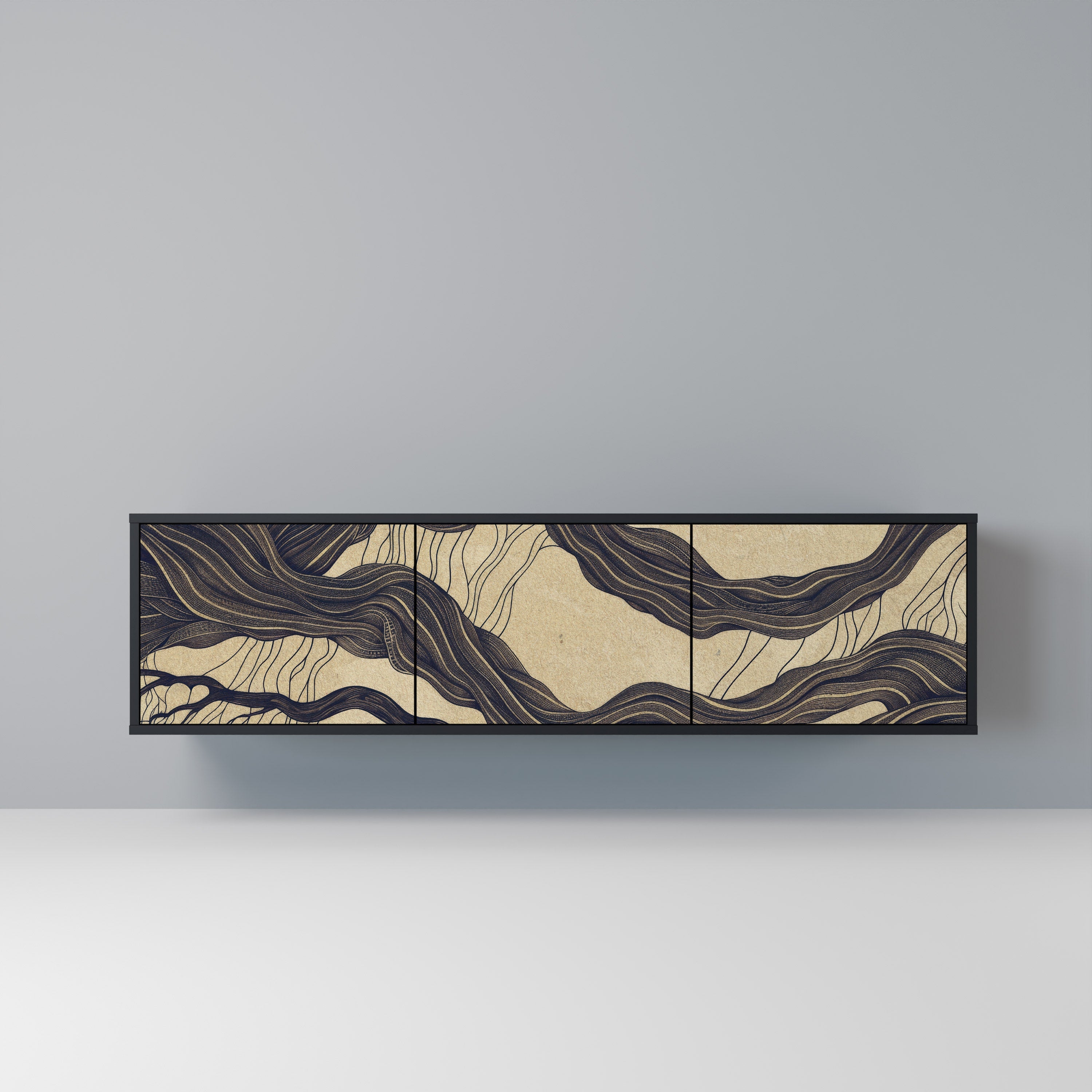 UNIFIED FRAGMENTS TV-Lowboard mit 3 Türen in Schwarz