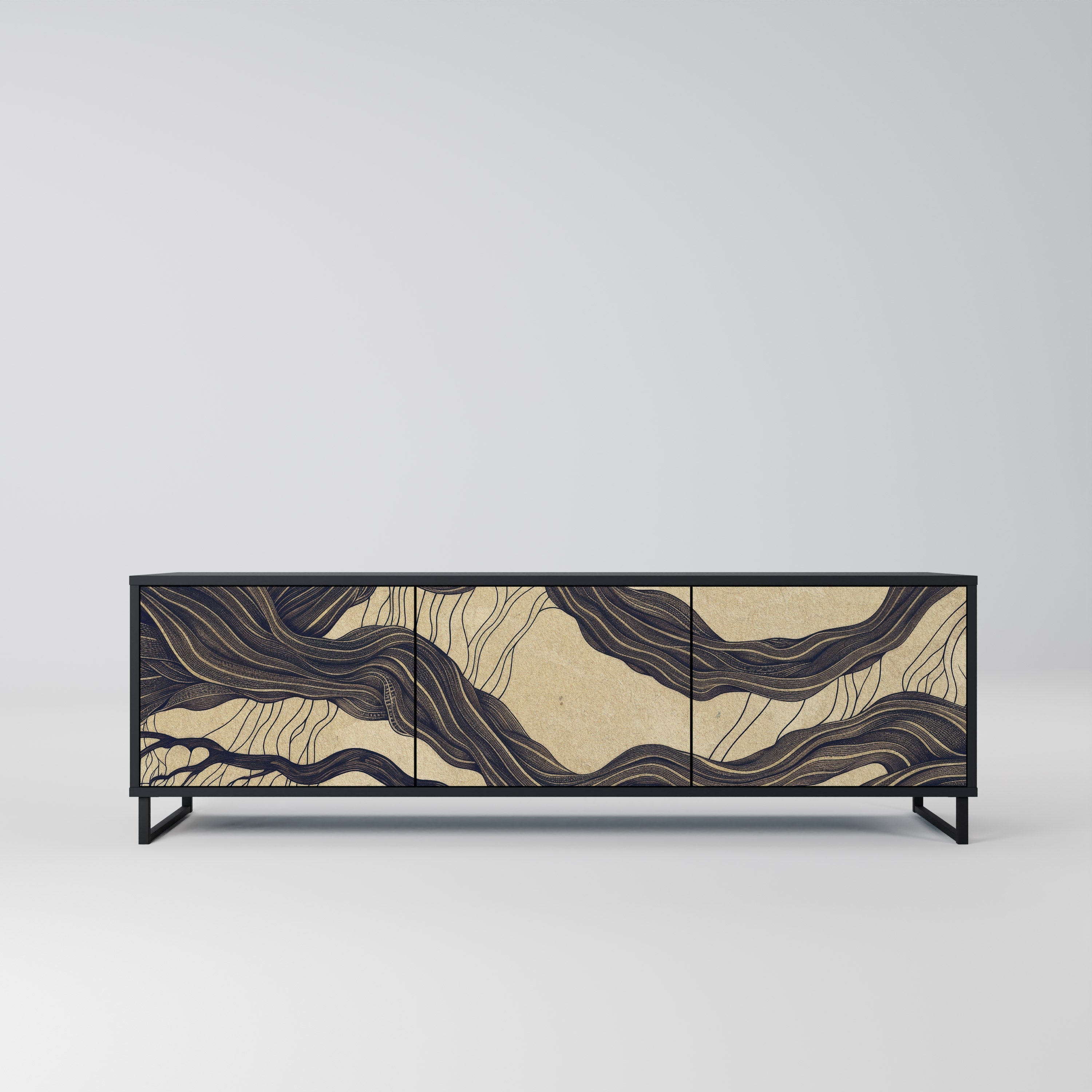 UNIFIED FRAGMENTS TV-Lowboard mit 3 Türen in Schwarz