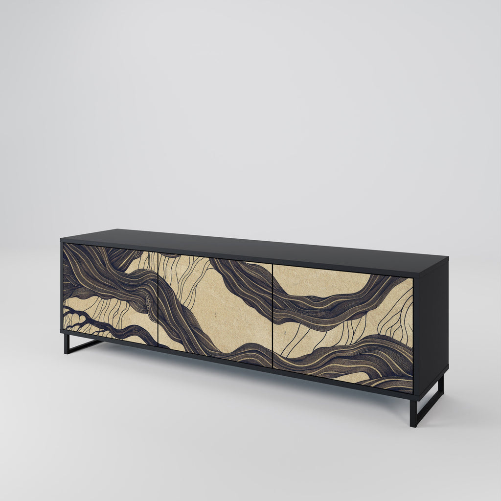 UNIFIED FRAGMENTS 3-Door TV Stand in Black Finish