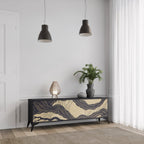 UNIFIED FRAGMENTS 3-Door TV Stand in Black Finish