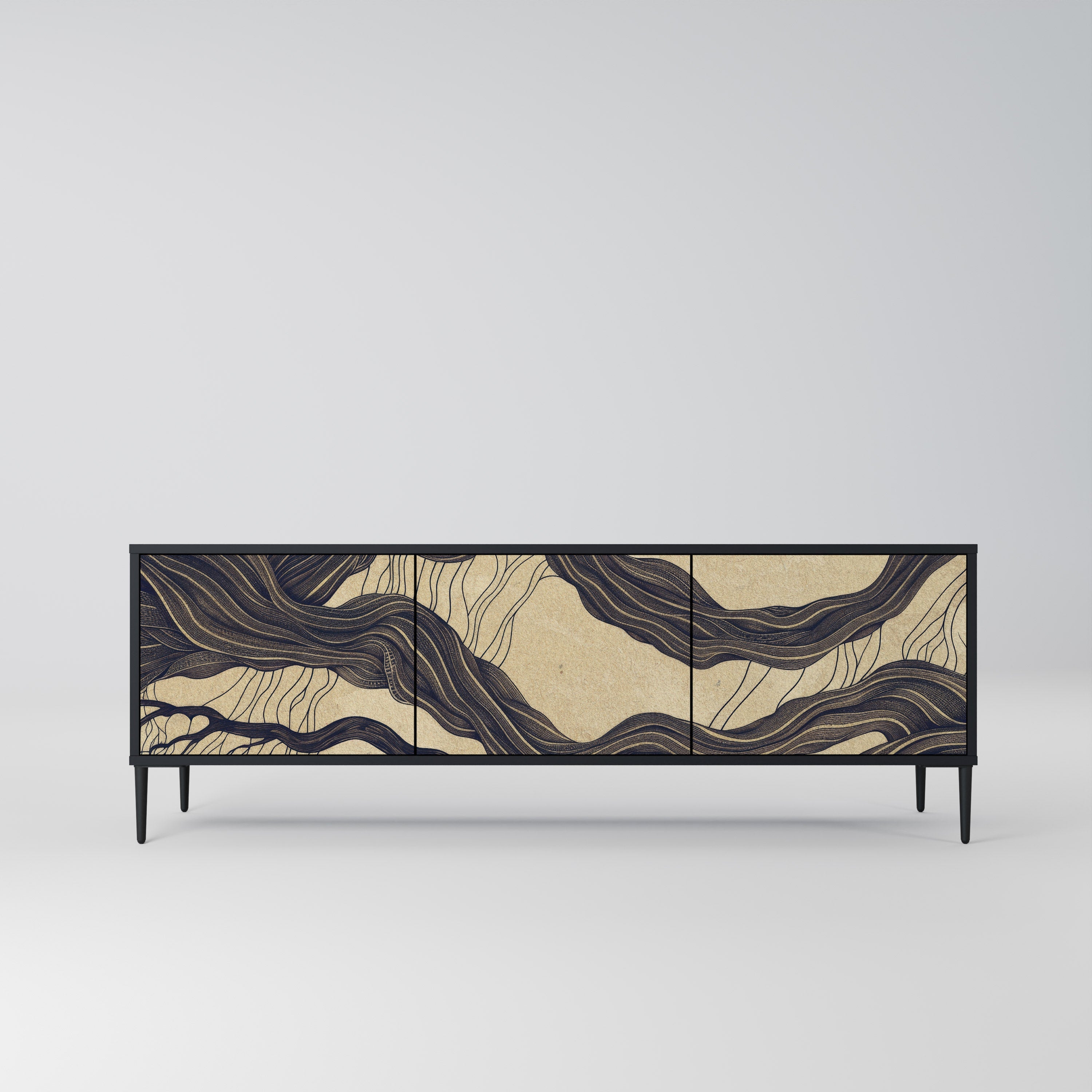 UNIFIED FRAGMENTS TV-Lowboard mit 3 Türen in Schwarz