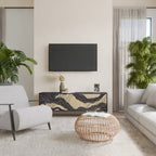 UNIFIED FRAGMENTS 3-Door TV Stand in Black Finish