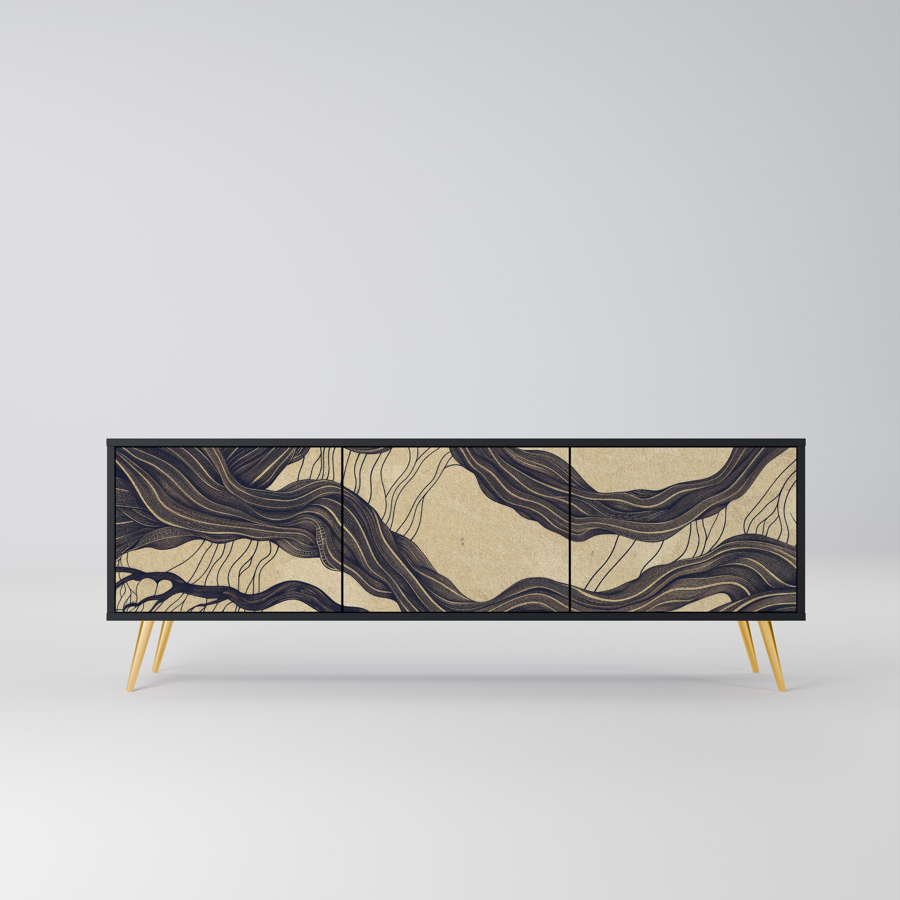 UNIFIED FRAGMENTS TV-Lowboard mit 3 Türen in Schwarz