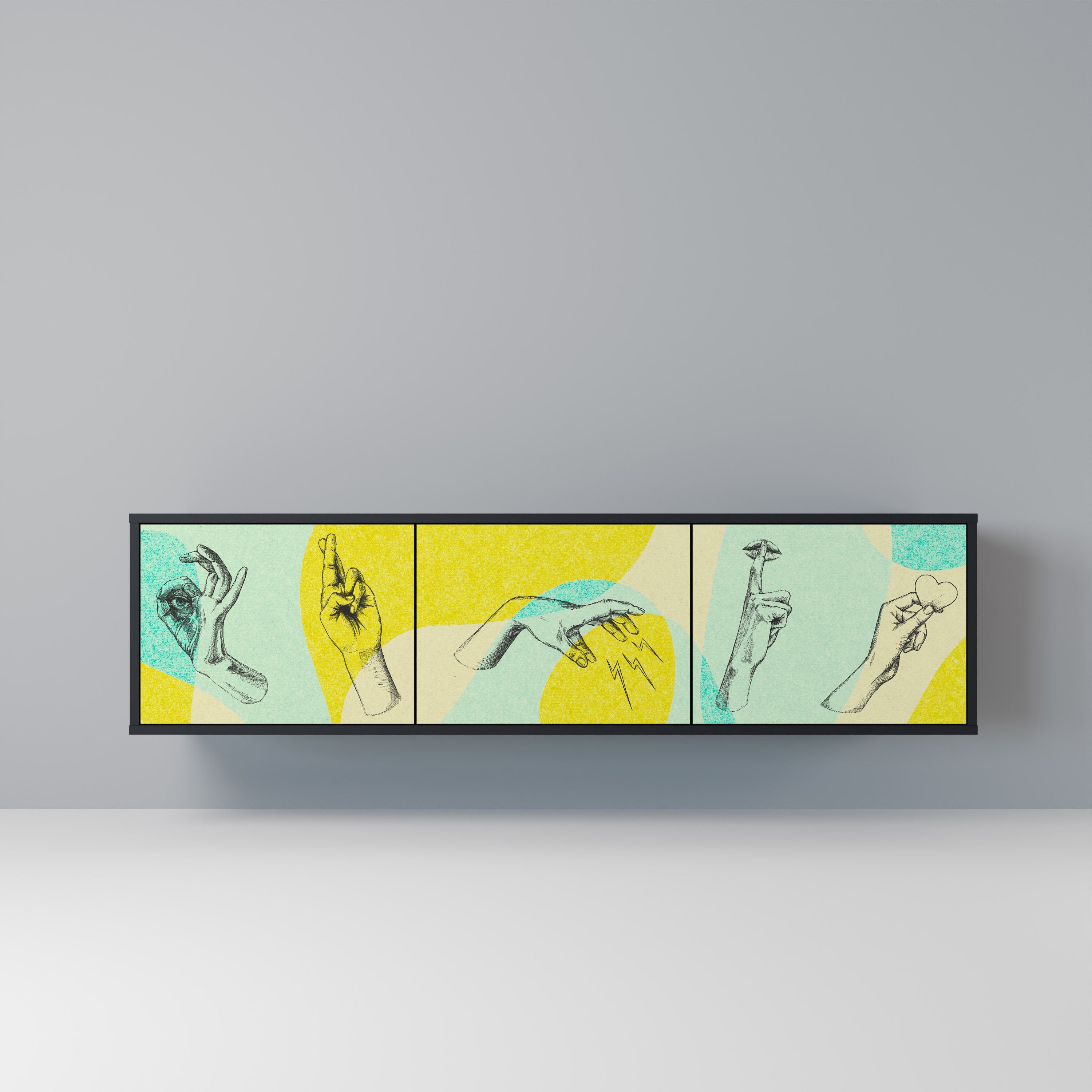 BODY LANGUAGE TV-Lowboard mit 3 Türen in Schwarz