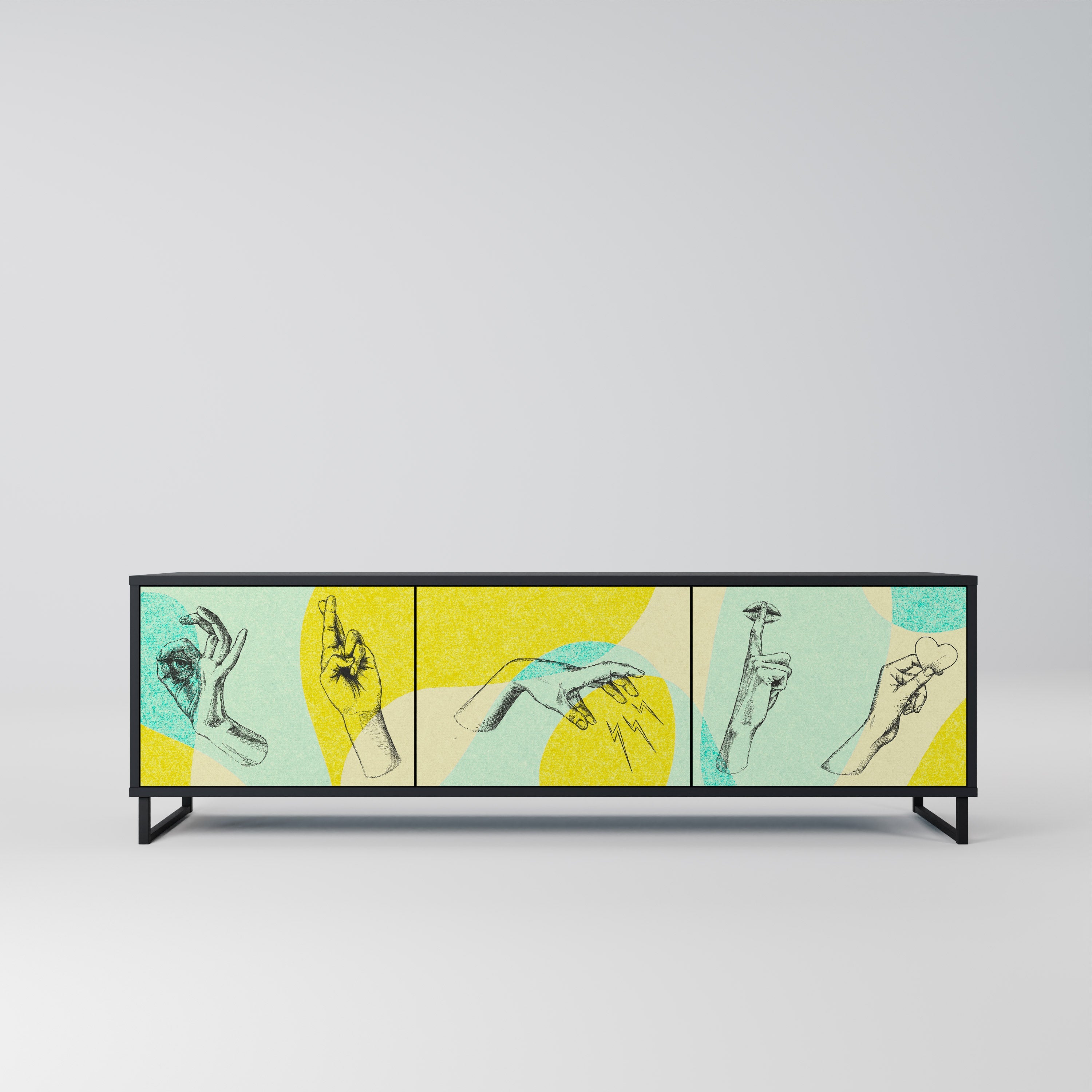 BODY LANGUAGE TV-Lowboard mit 3 Türen in Schwarz