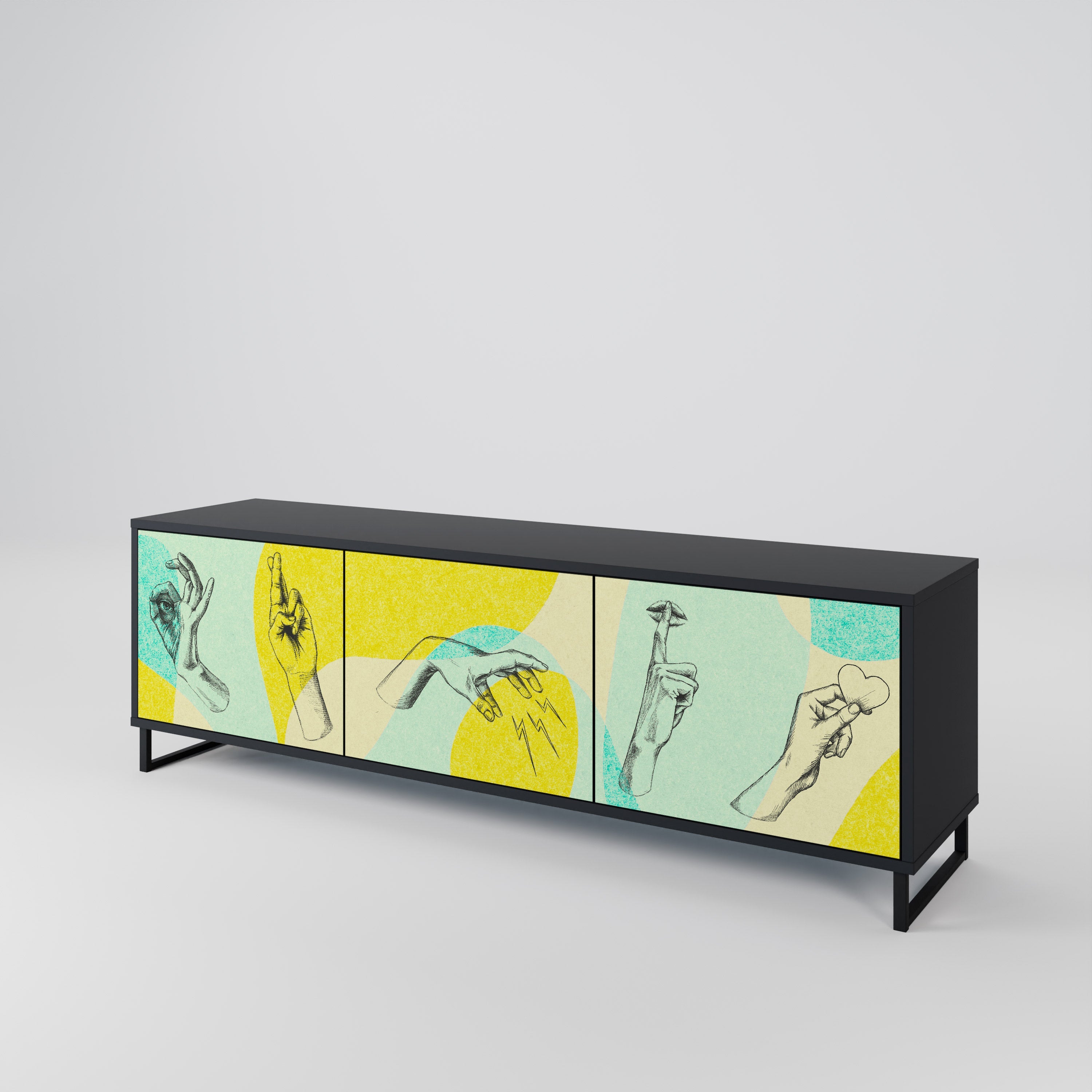 BODY LANGUAGE TV-Lowboard mit 3 Türen in Schwarz