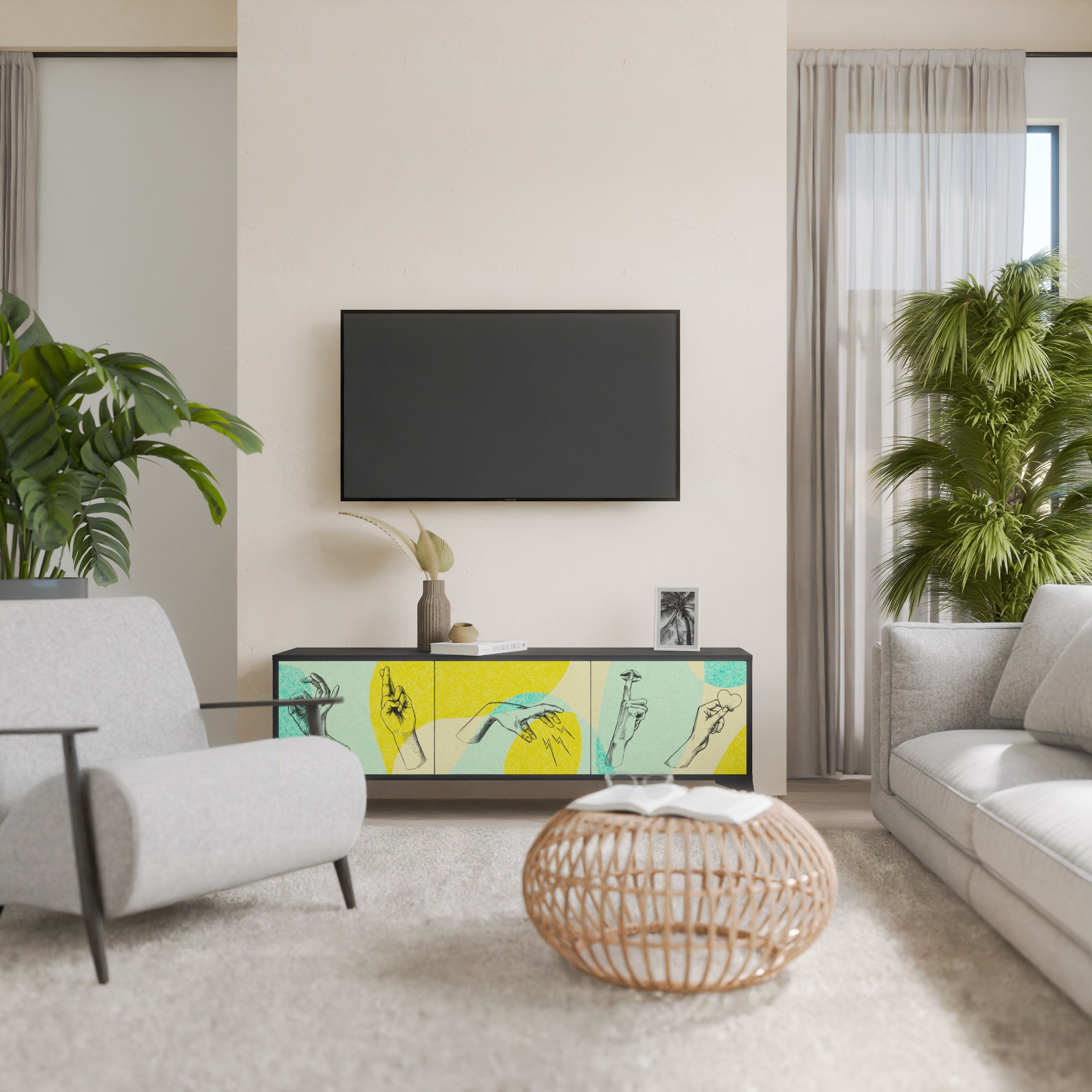 BODY LANGUAGE TV-Lowboard mit 3 Türen in Schwarz