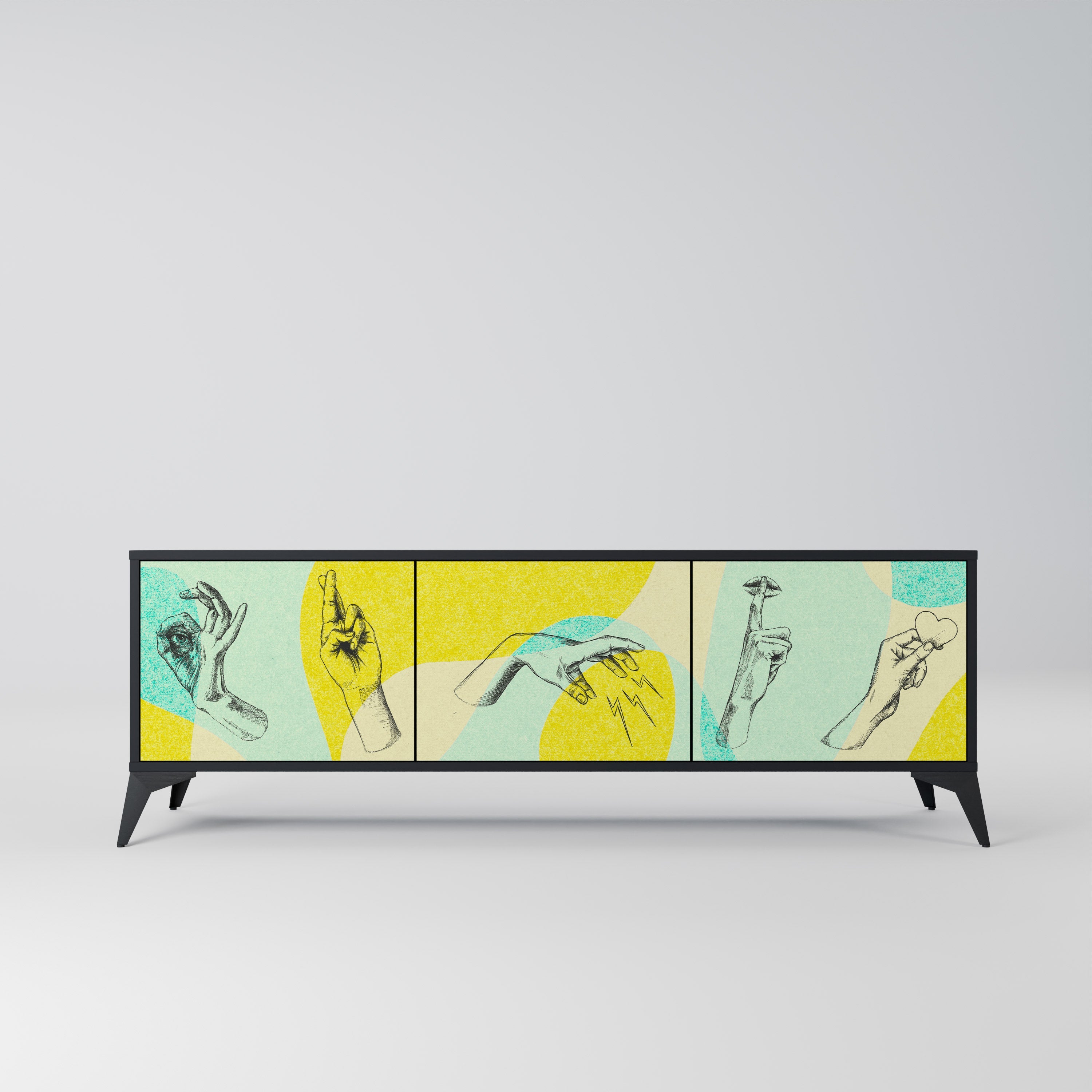 BODY LANGUAGE TV-Lowboard mit 3 Türen in Schwarz