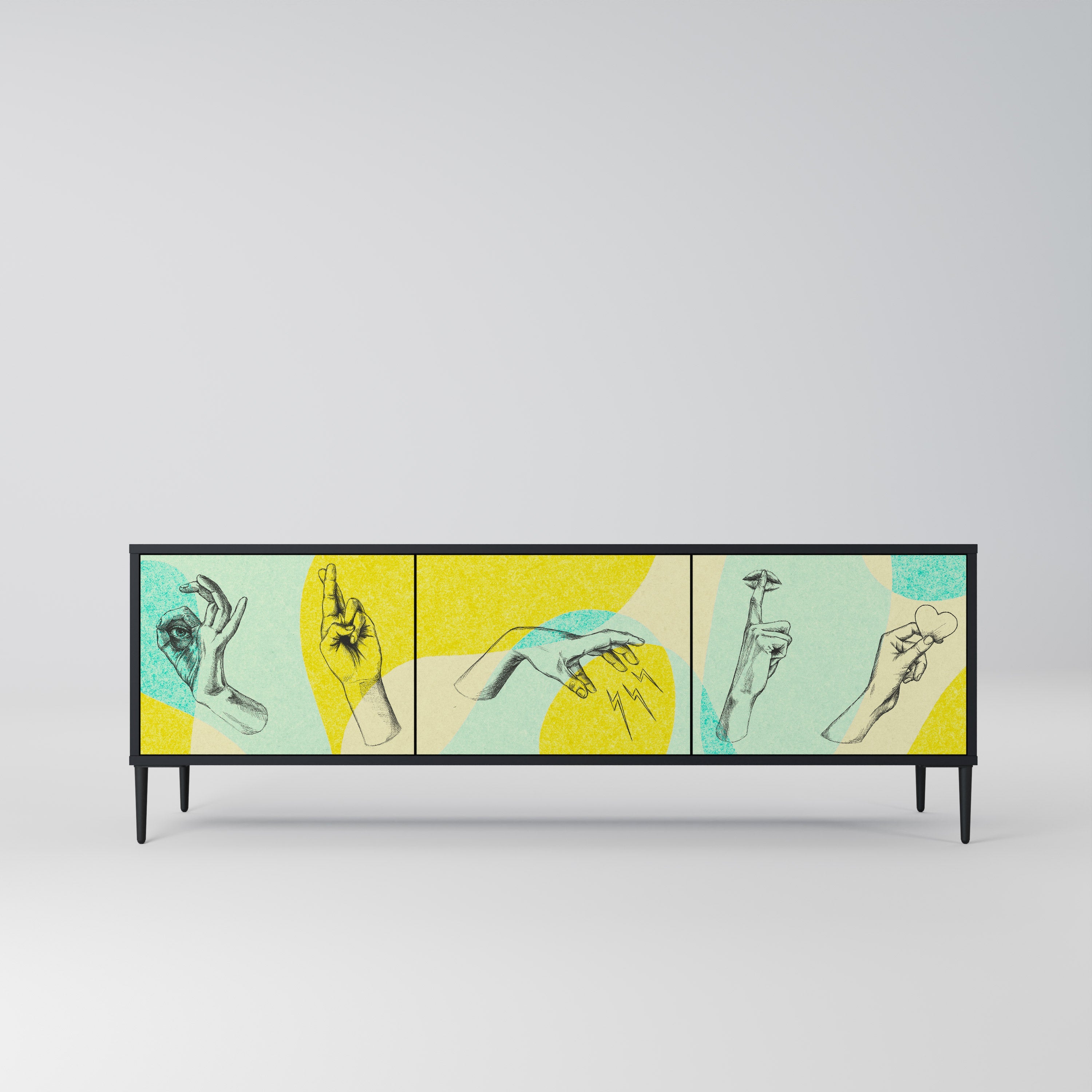 BODY LANGUAGE TV-Lowboard mit 3 Türen in Schwarz