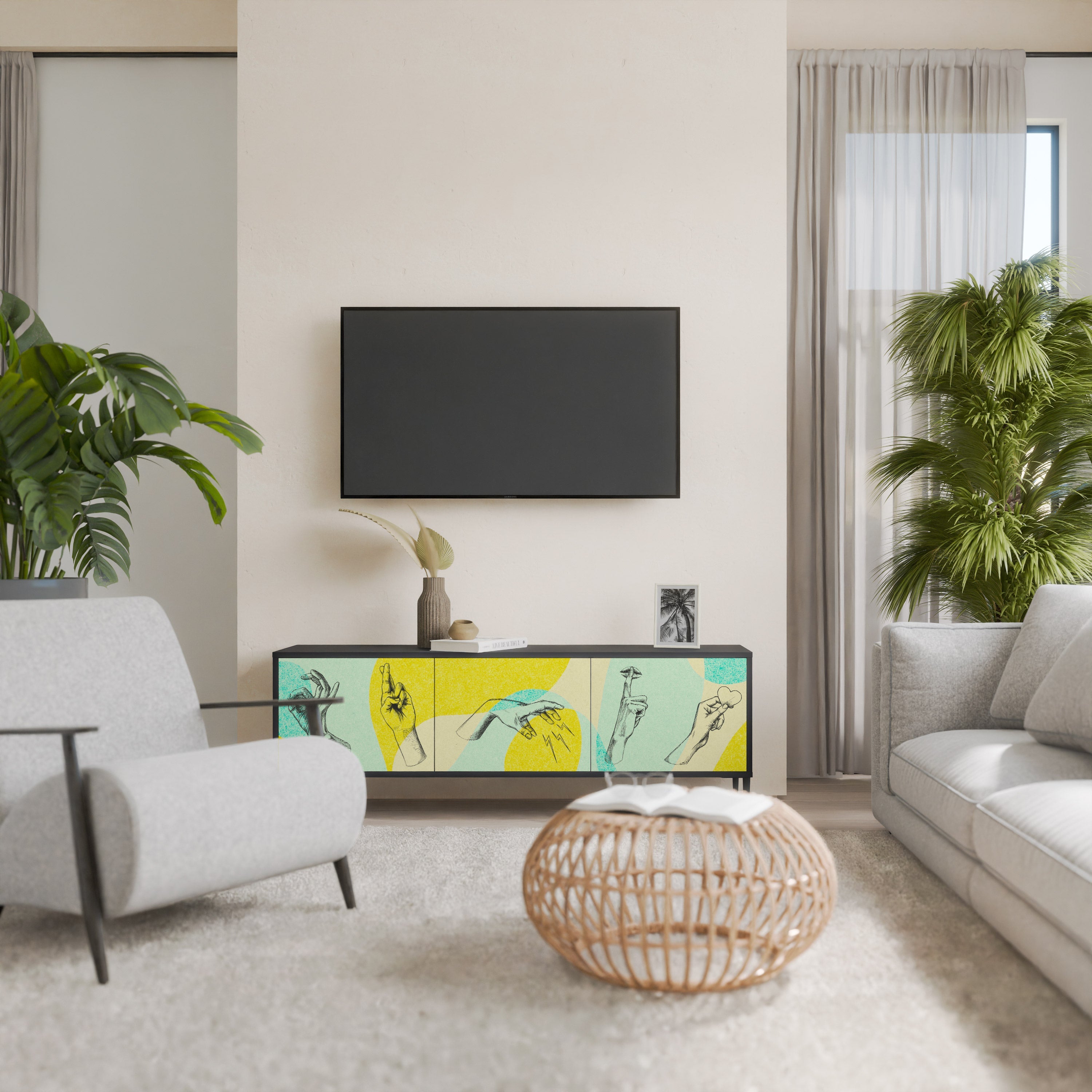 BODY LANGUAGE TV-Lowboard mit 3 Türen in Schwarz