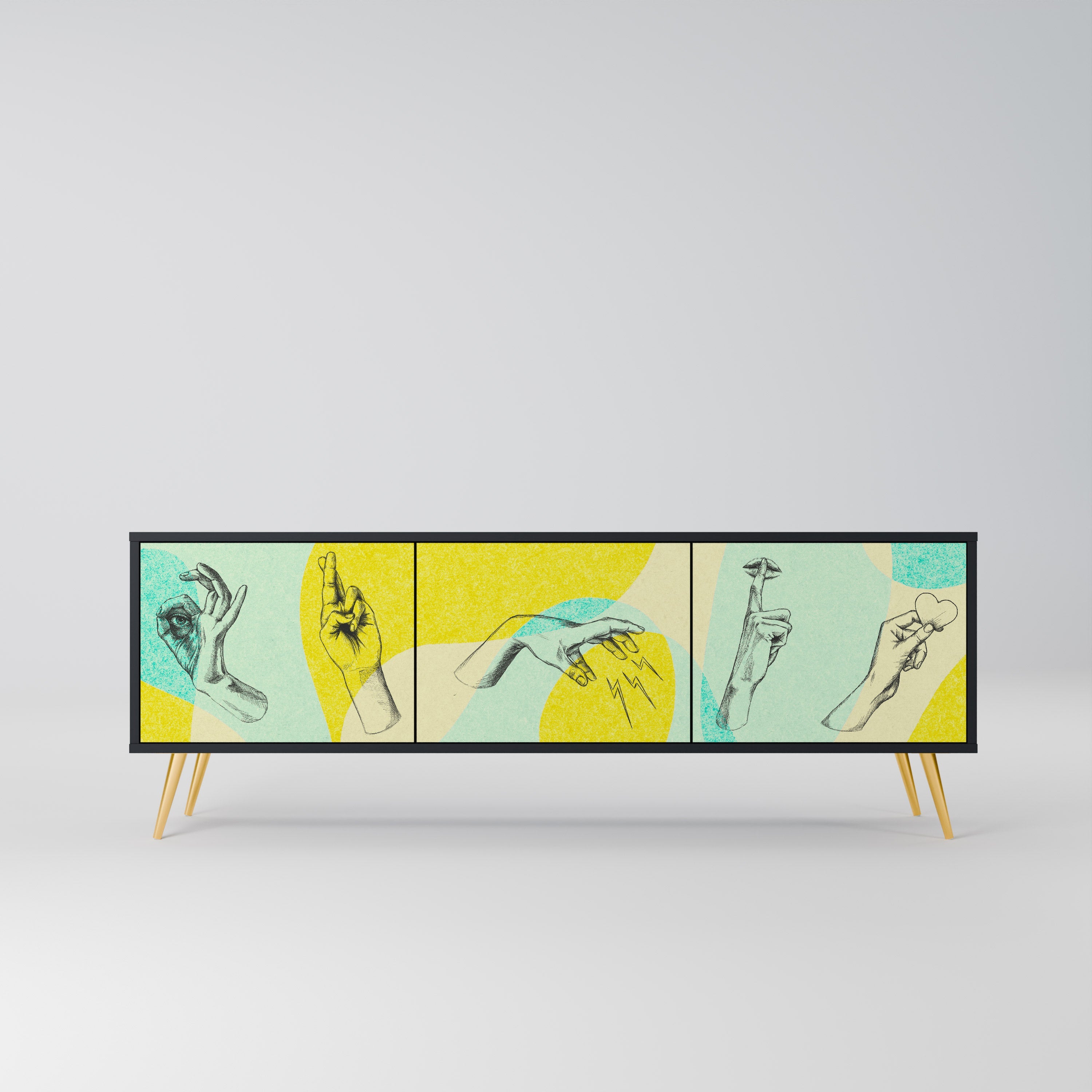 BODY LANGUAGE TV-Lowboard mit 3 Türen in Schwarz