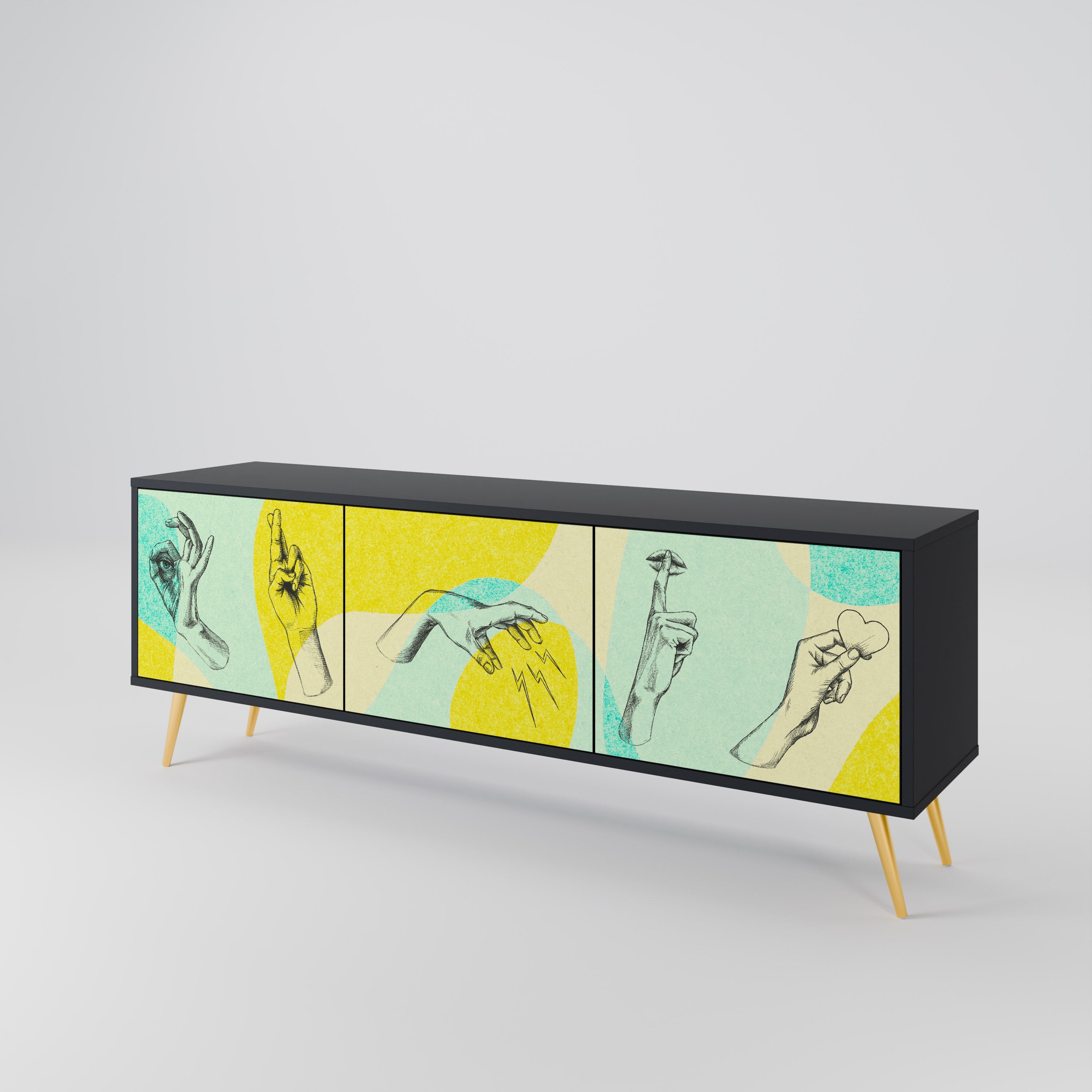 BODY LANGUAGE TV-Lowboard mit 3 Türen in Schwarz