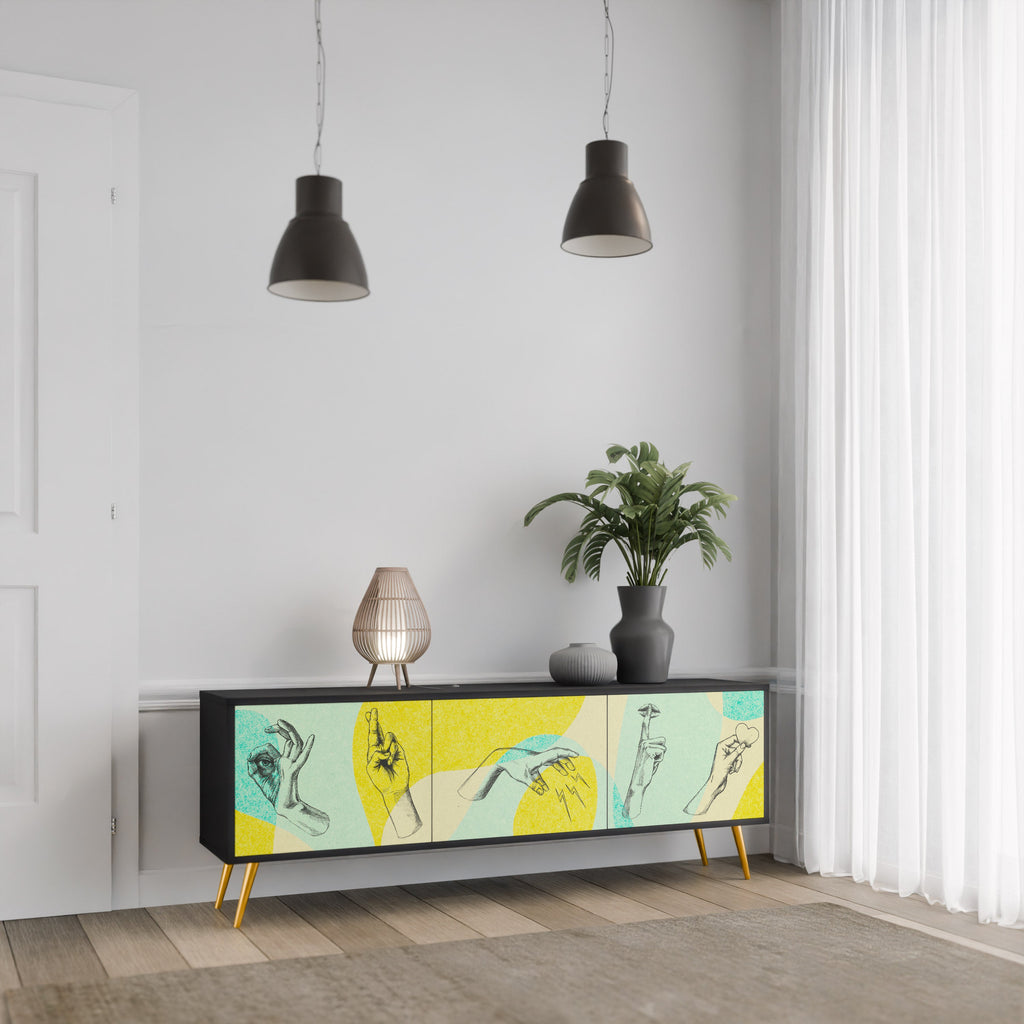 BODY LANGUAGE TV-Lowboard mit 3 Türen in Schwarz