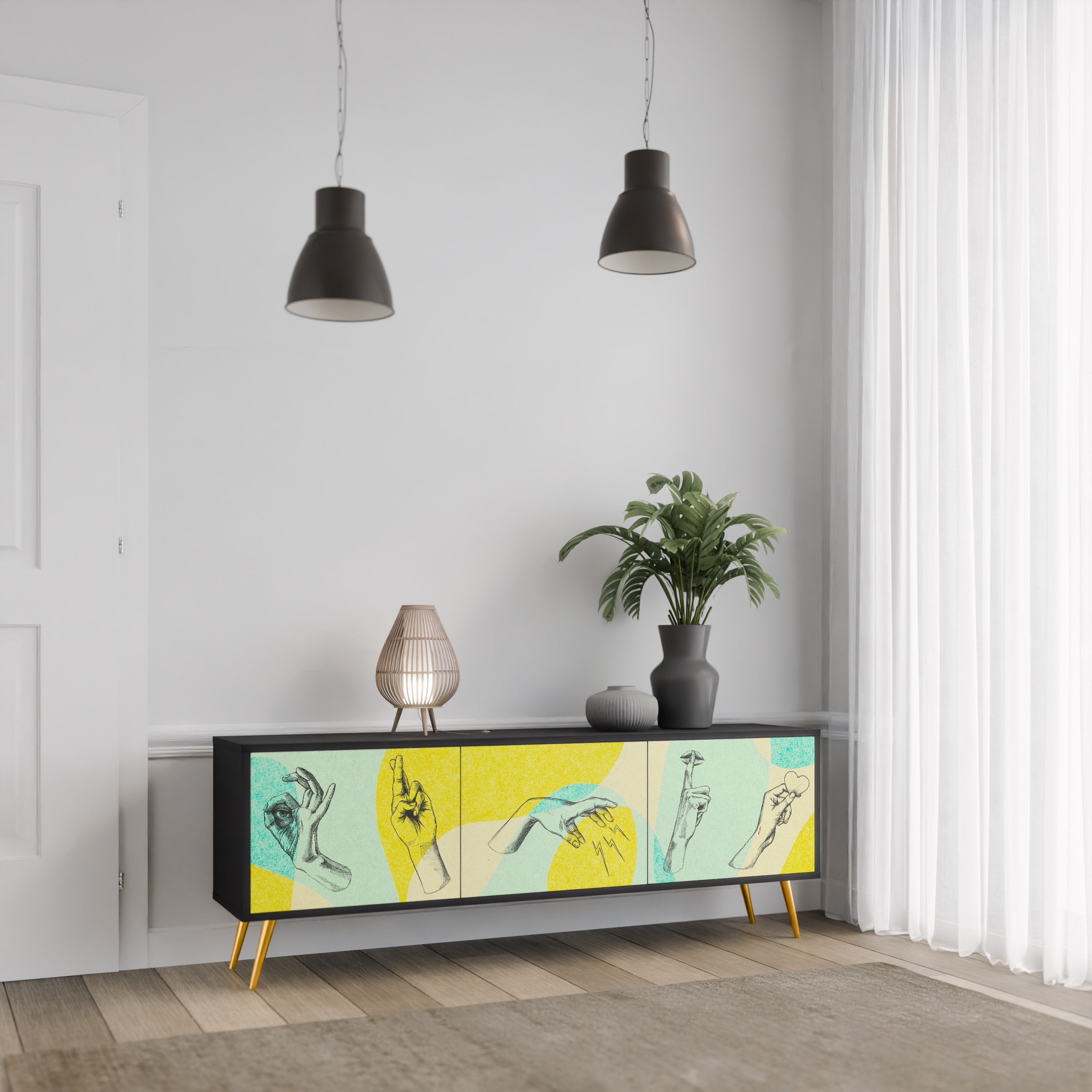 BODY LANGUAGE TV-Lowboard mit 3 Türen in Schwarz