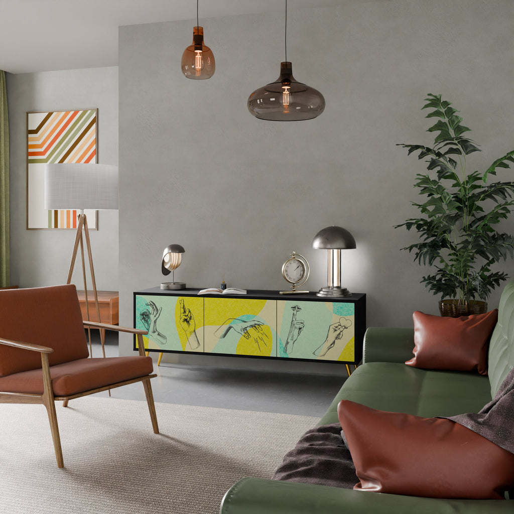 BODY LANGUAGE TV-Lowboard mit 3 Türen in Schwarz