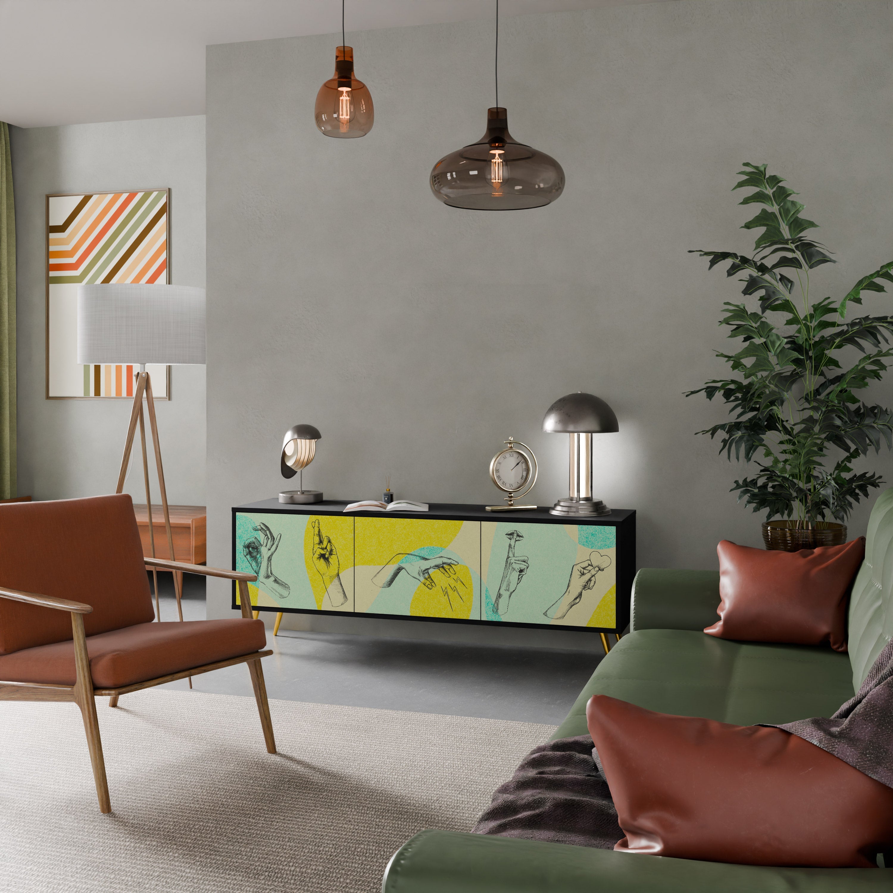 BODY LANGUAGE TV-Lowboard mit 3 Türen in Schwarz