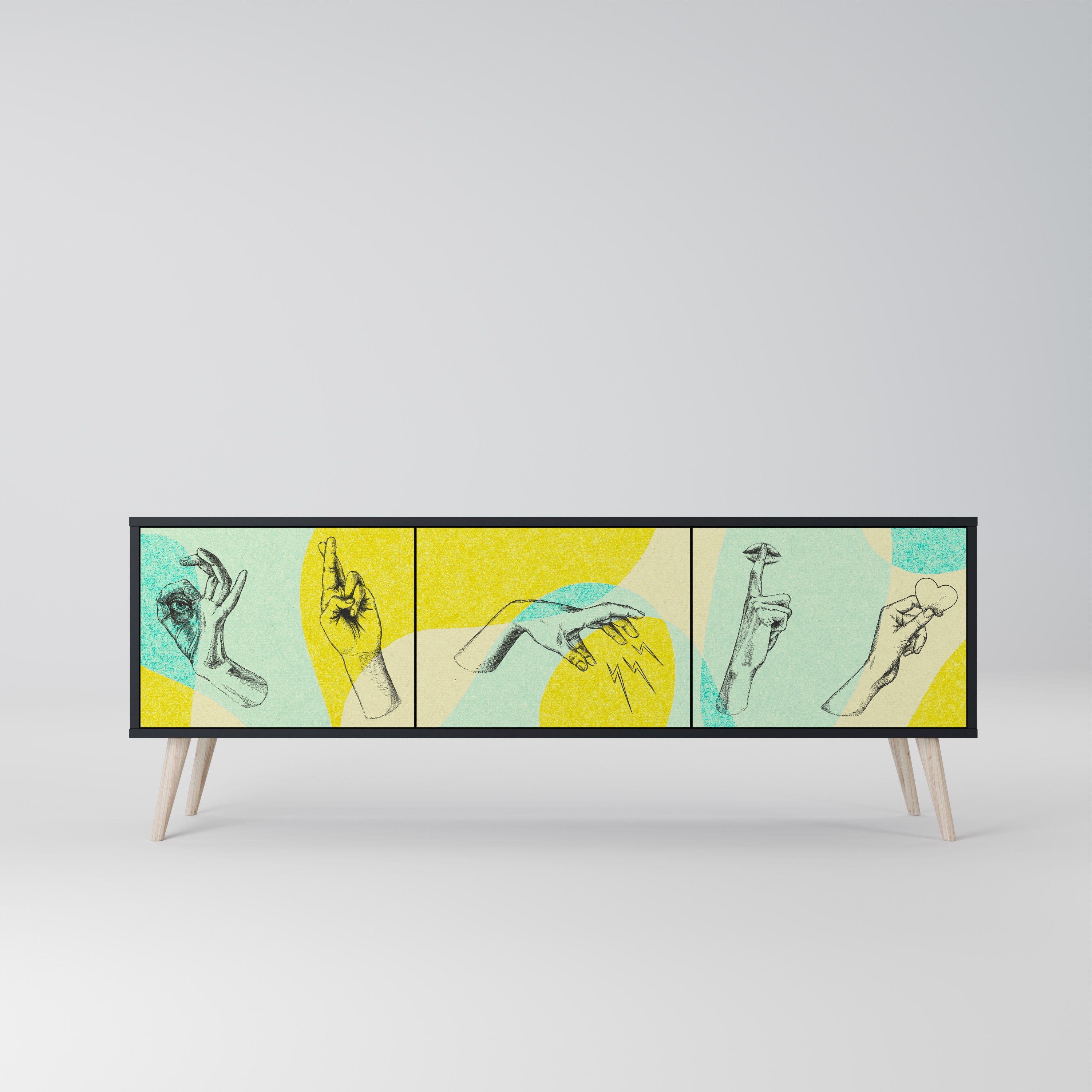 BODY LANGUAGE TV-Lowboard mit 3 Türen in Schwarz