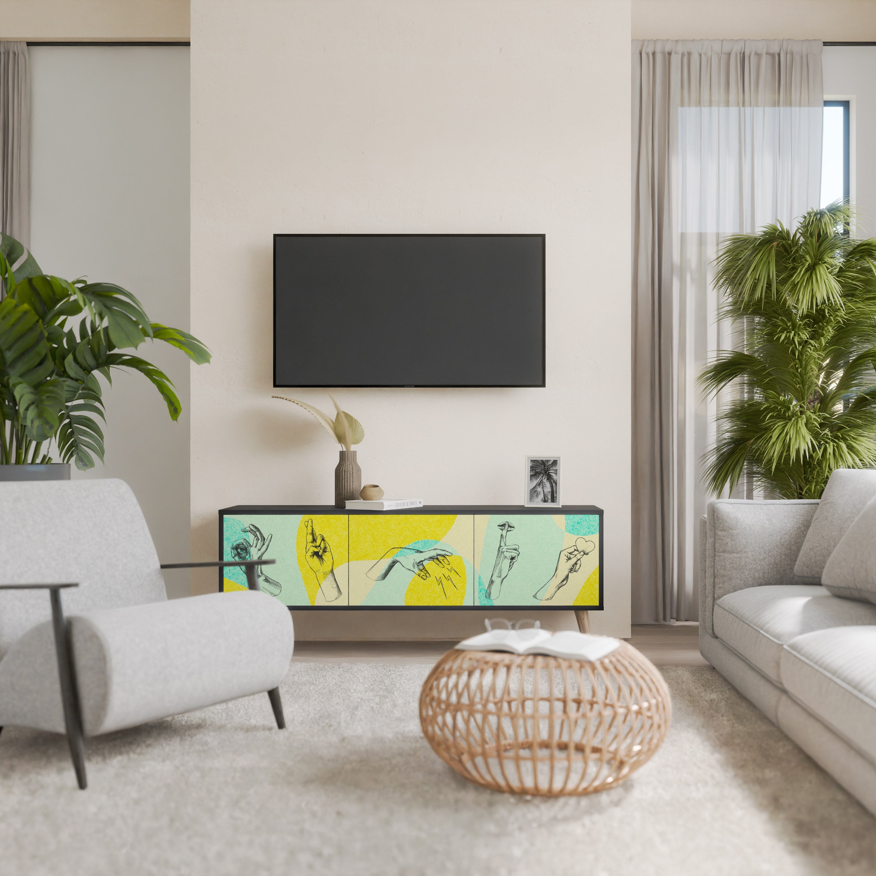 BODY LANGUAGE TV-Lowboard mit 3 Türen in Schwarz