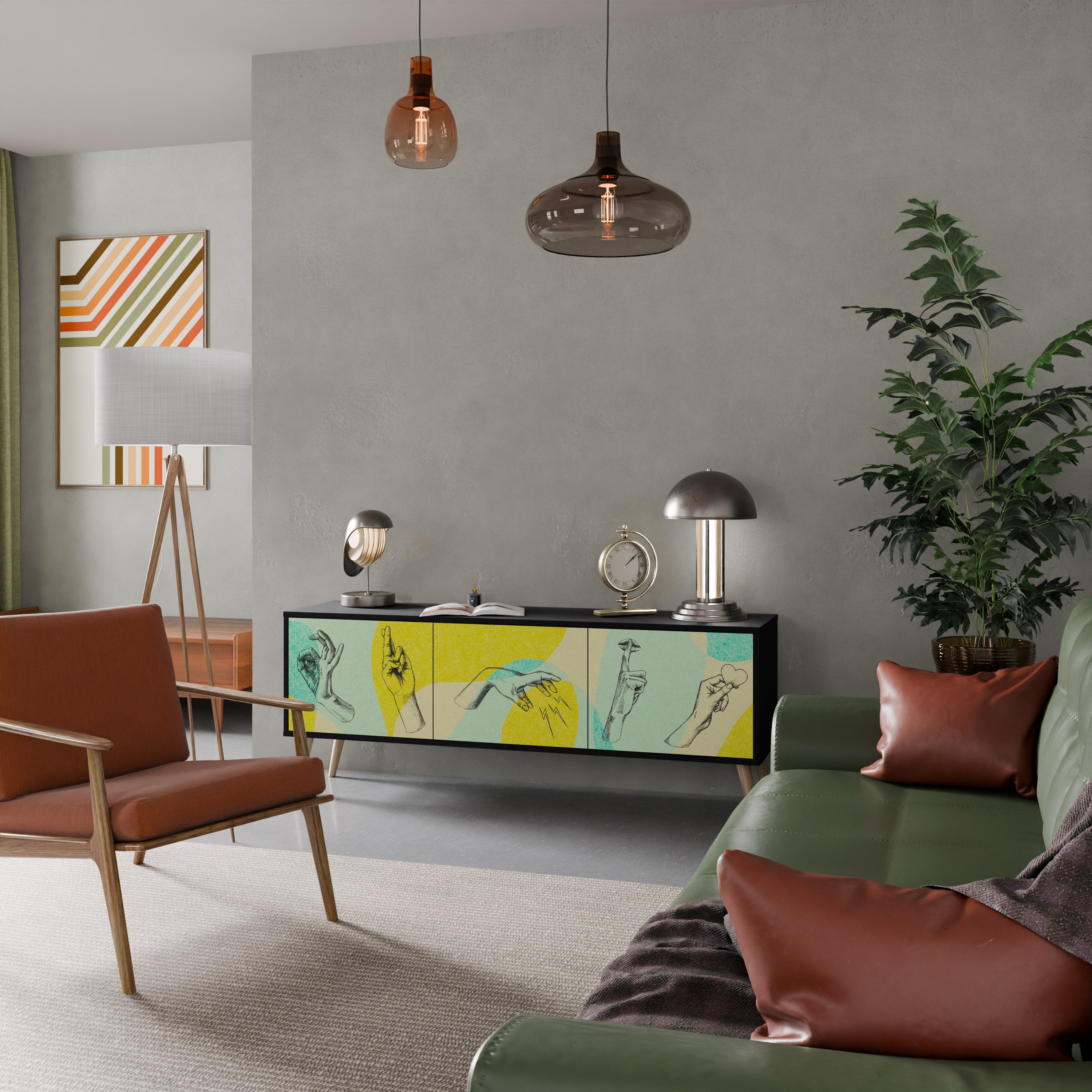 BODY LANGUAGE TV-Lowboard mit 3 Türen in Schwarz