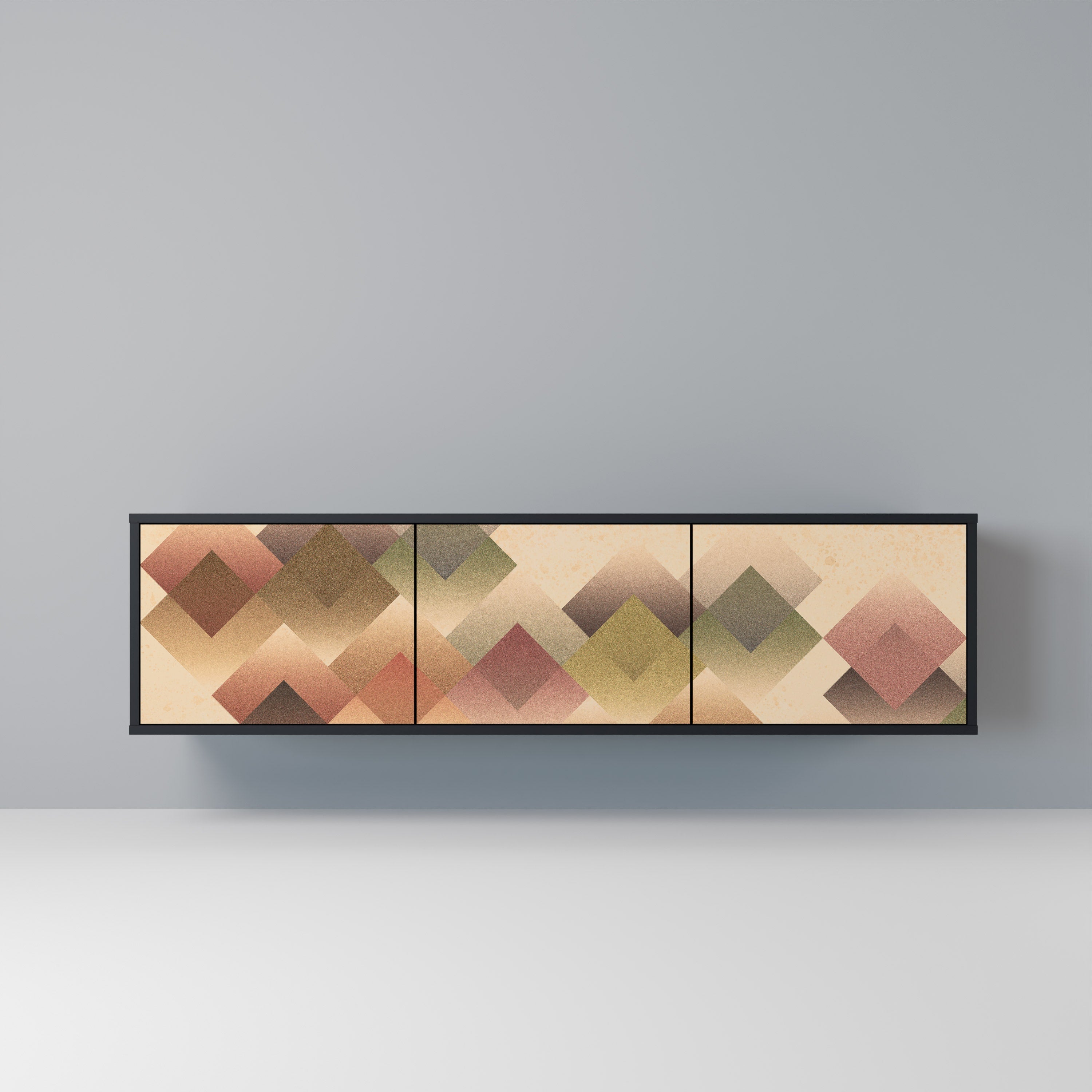 GEOMETRIC FUSION TV-Lowboard mit 3 Türen in Schwarz