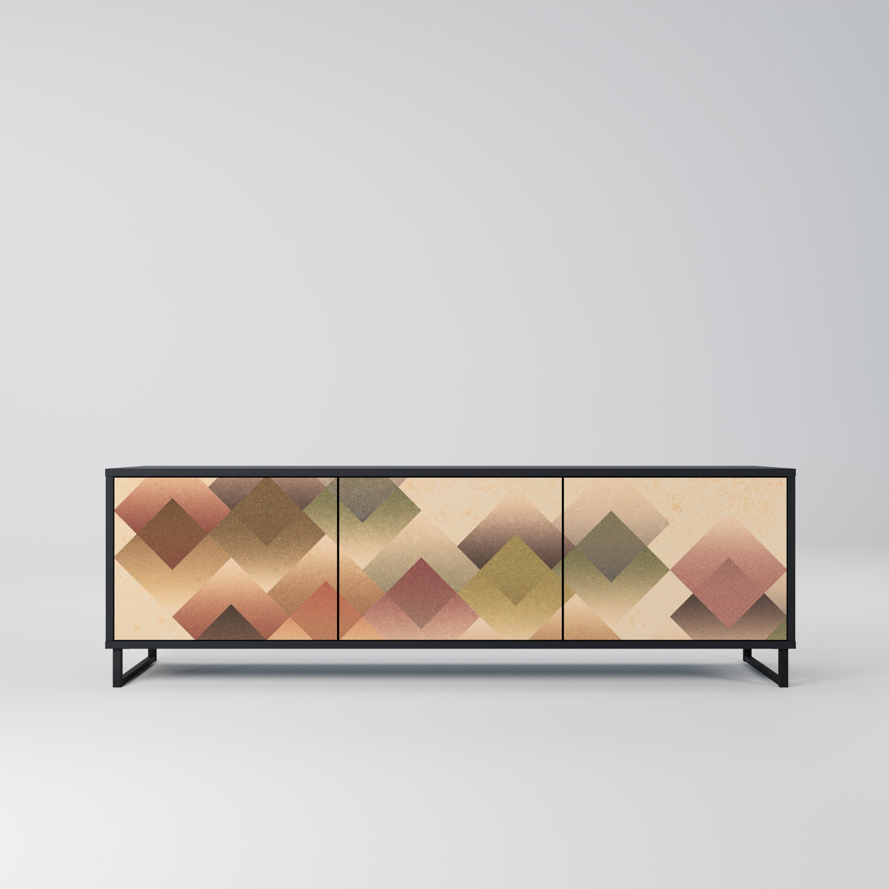 GEOMETRIC FUSION TV-Lowboard mit 3 Türen in Schwarz