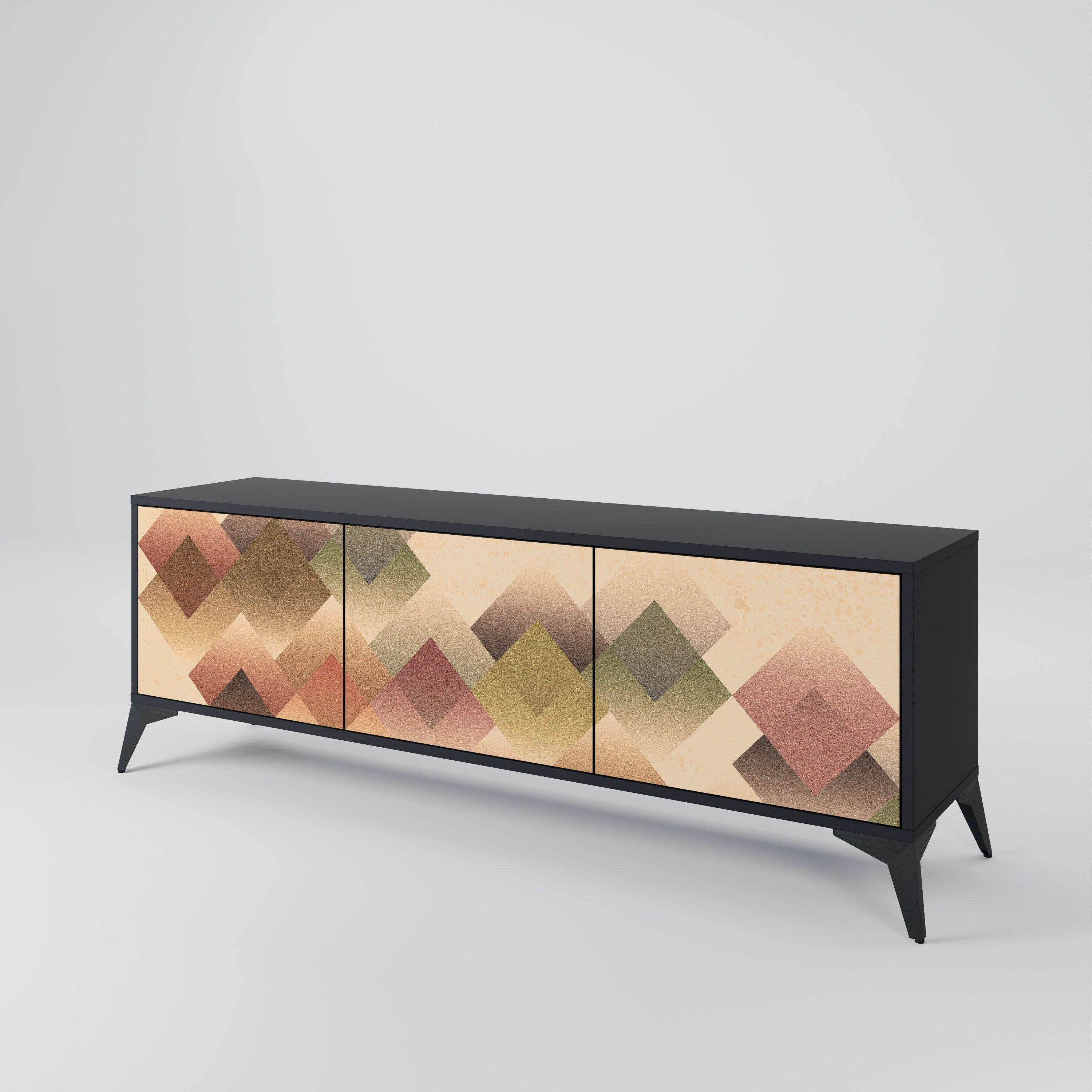 GEOMETRIC FUSION TV-Lowboard mit 3 Türen in Schwarz