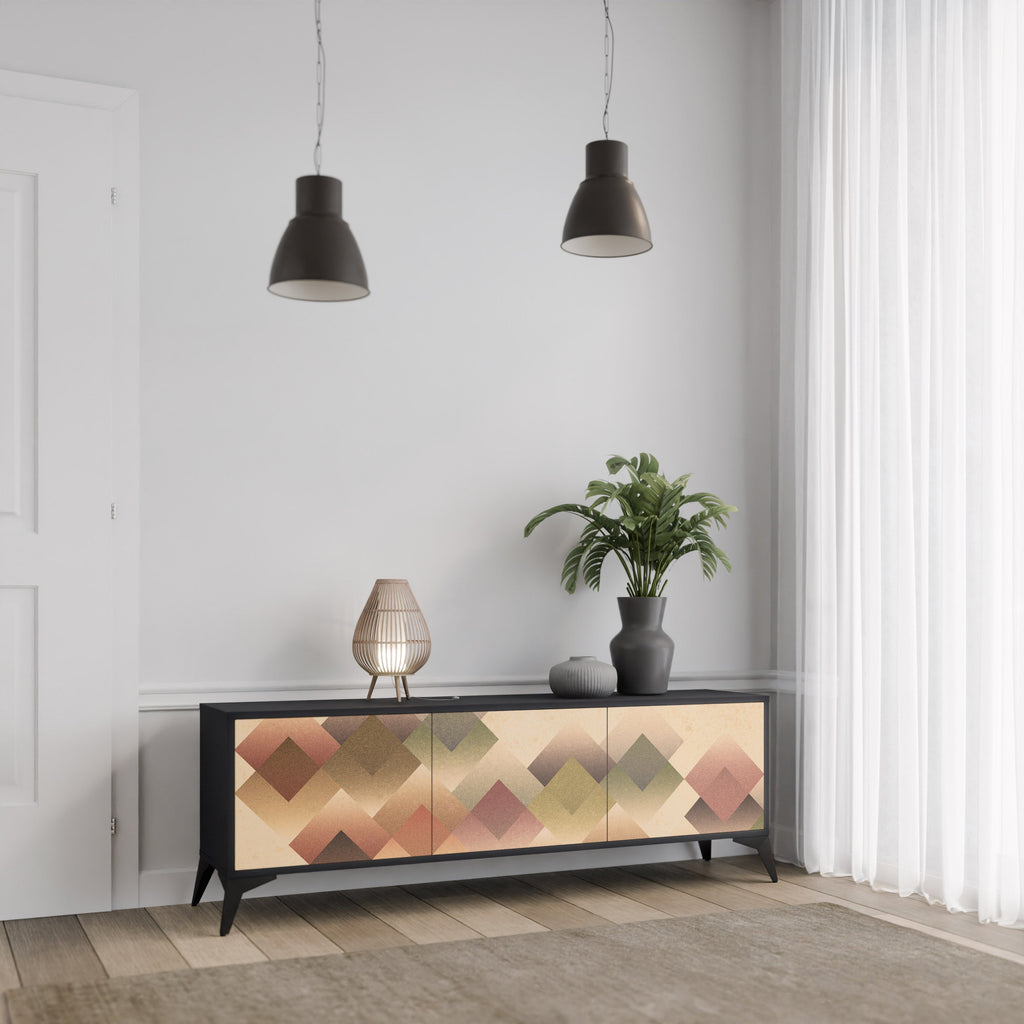 GEOMETRIC FUSION TV-Lowboard mit 3 Türen in Schwarz