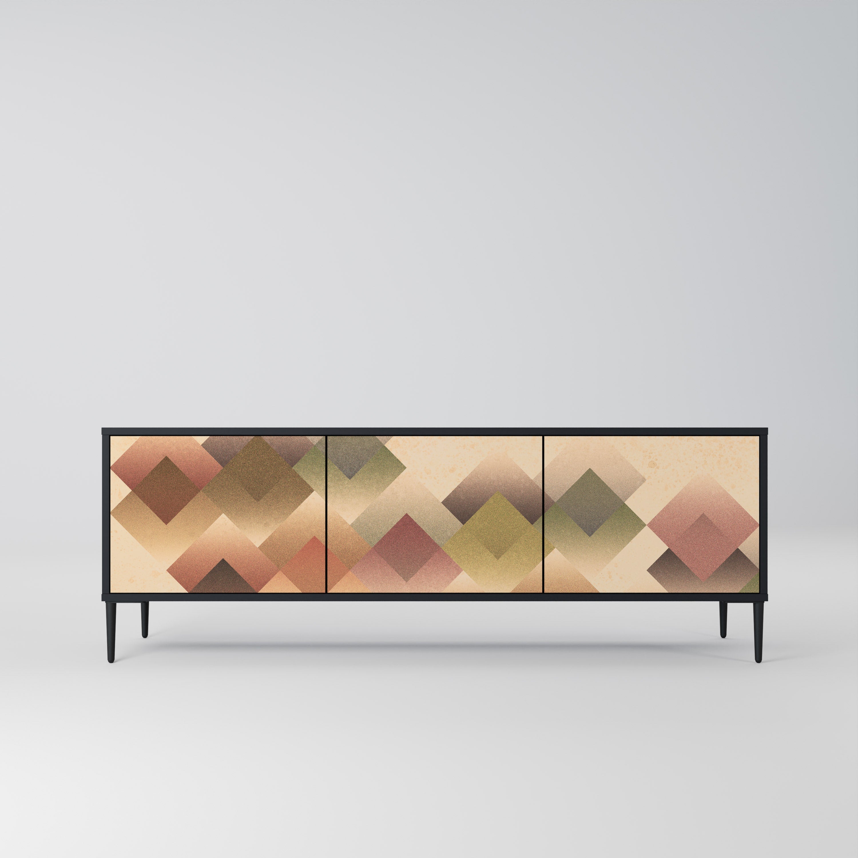 GEOMETRIC FUSION TV-Lowboard mit 3 Türen in Schwarz