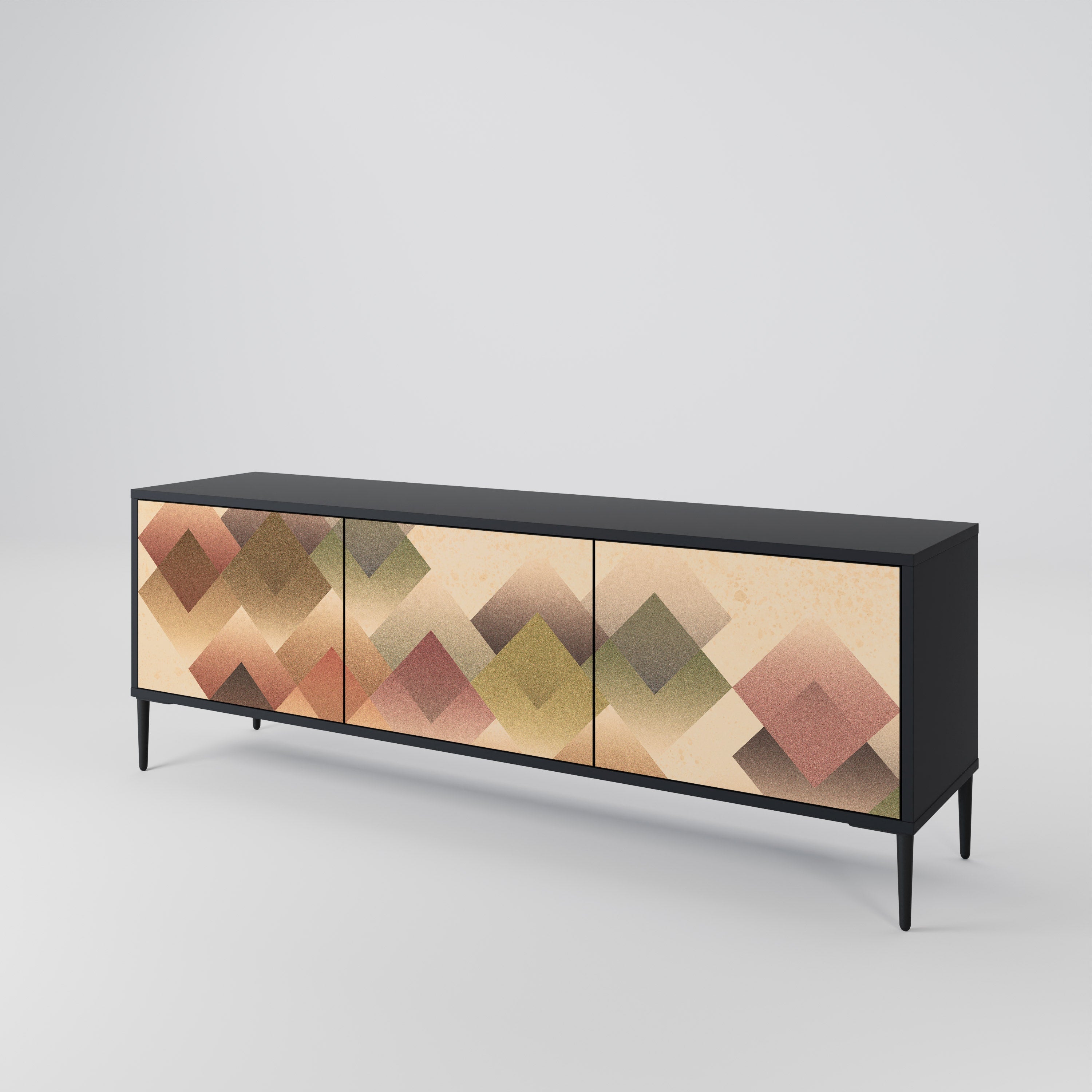 GEOMETRIC FUSION TV-Lowboard mit 3 Türen in Schwarz