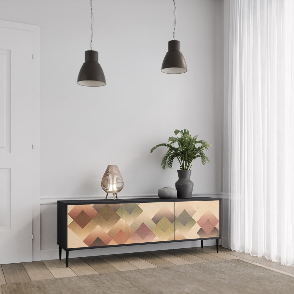 GEOMETRIC FUSION TV-Lowboard mit 3 Türen in Schwarz