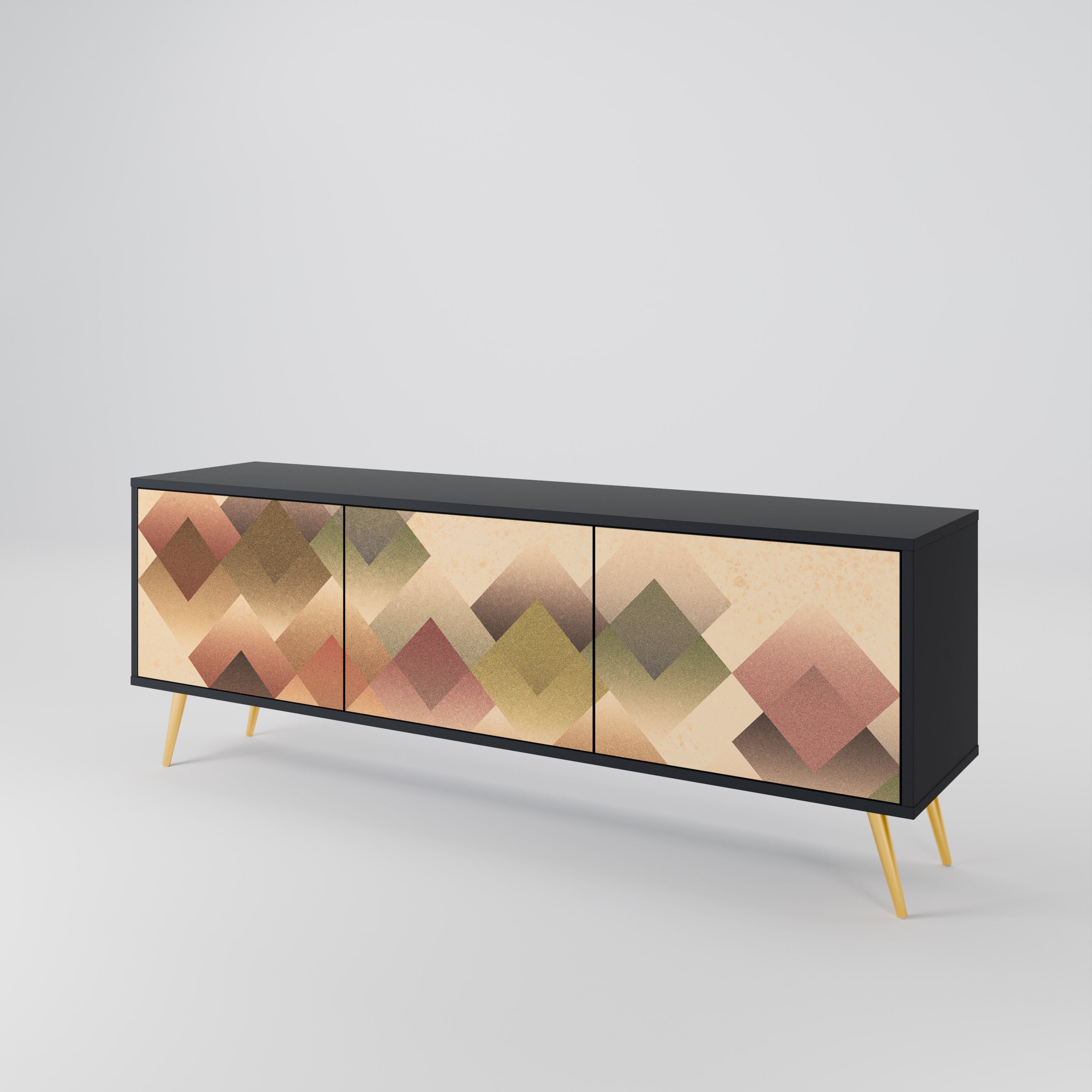 GEOMETRIC FUSION TV-Lowboard mit 3 Türen in Schwarz