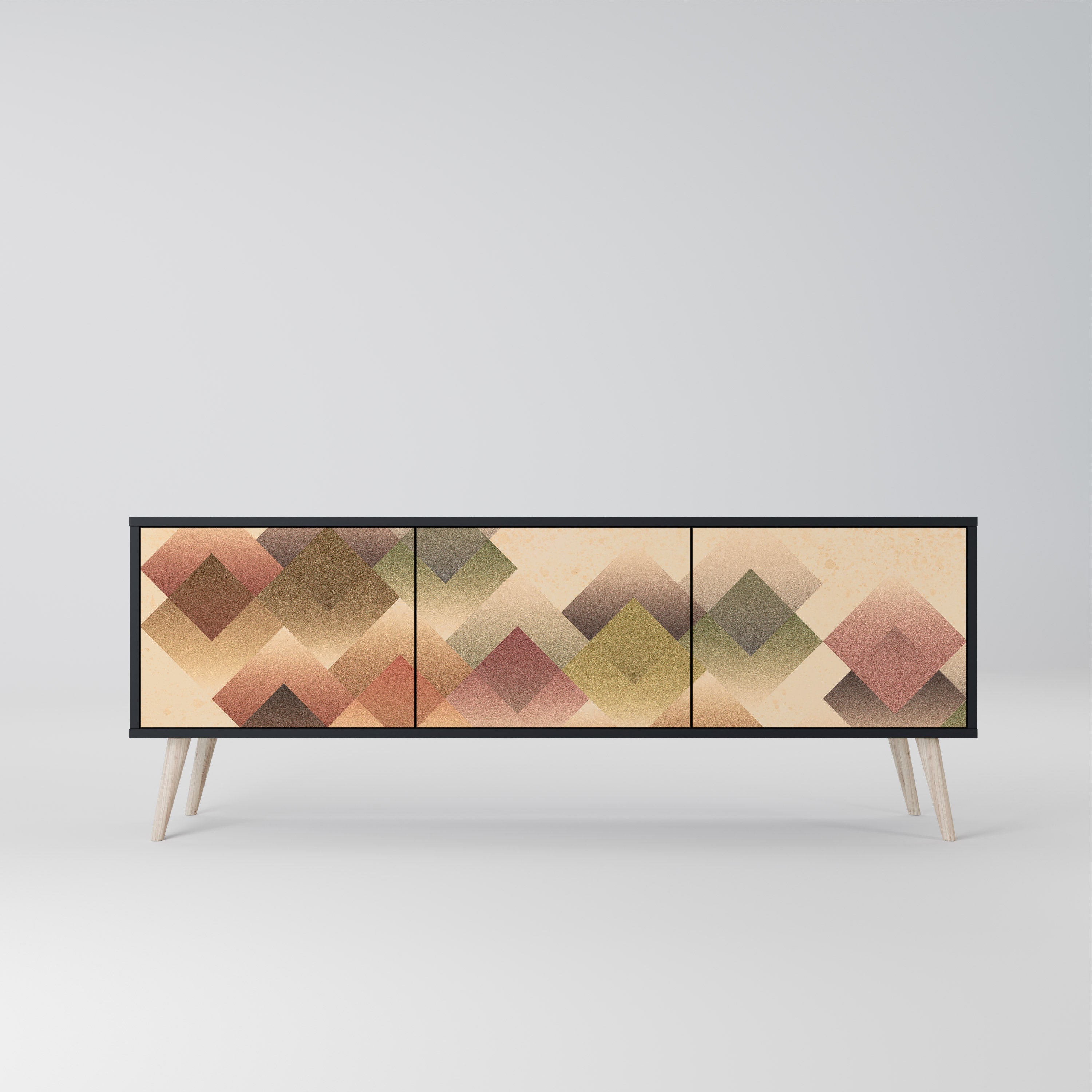 GEOMETRIC FUSION TV-Lowboard mit 3 Türen in Schwarz