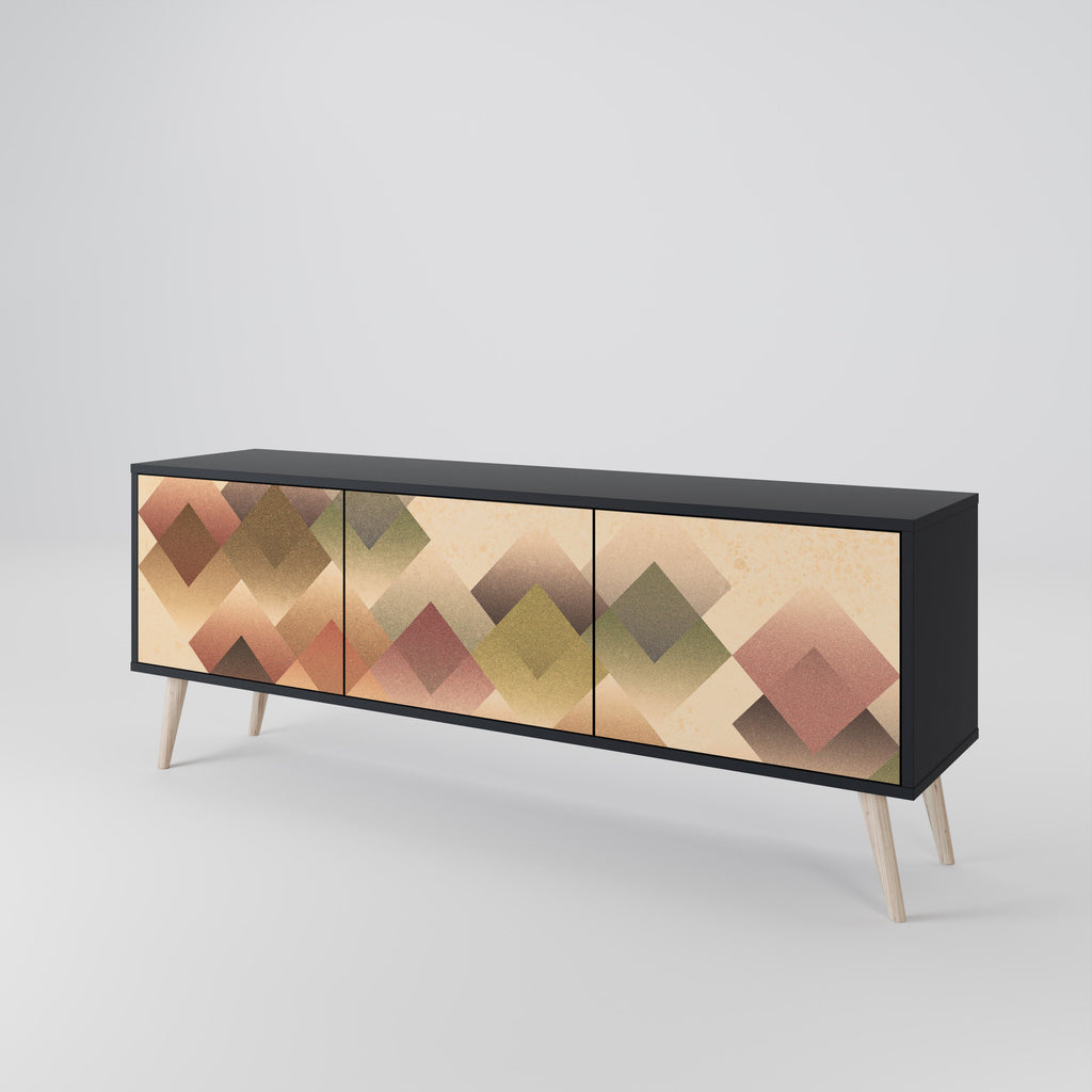 GEOMETRIC FUSION TV-Lowboard mit 3 Türen in Schwarz