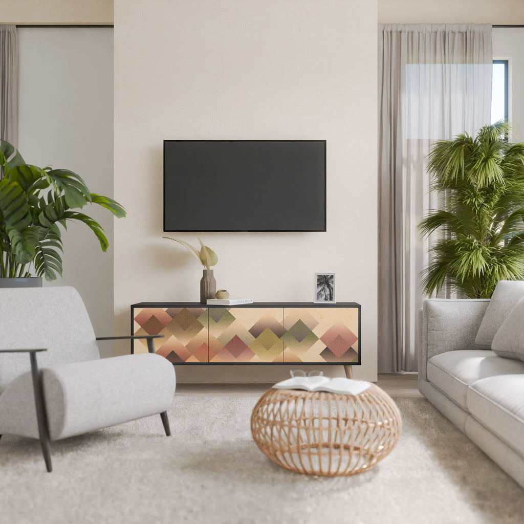 GEOMETRIC FUSION TV-Lowboard mit 3 Türen in Schwarz