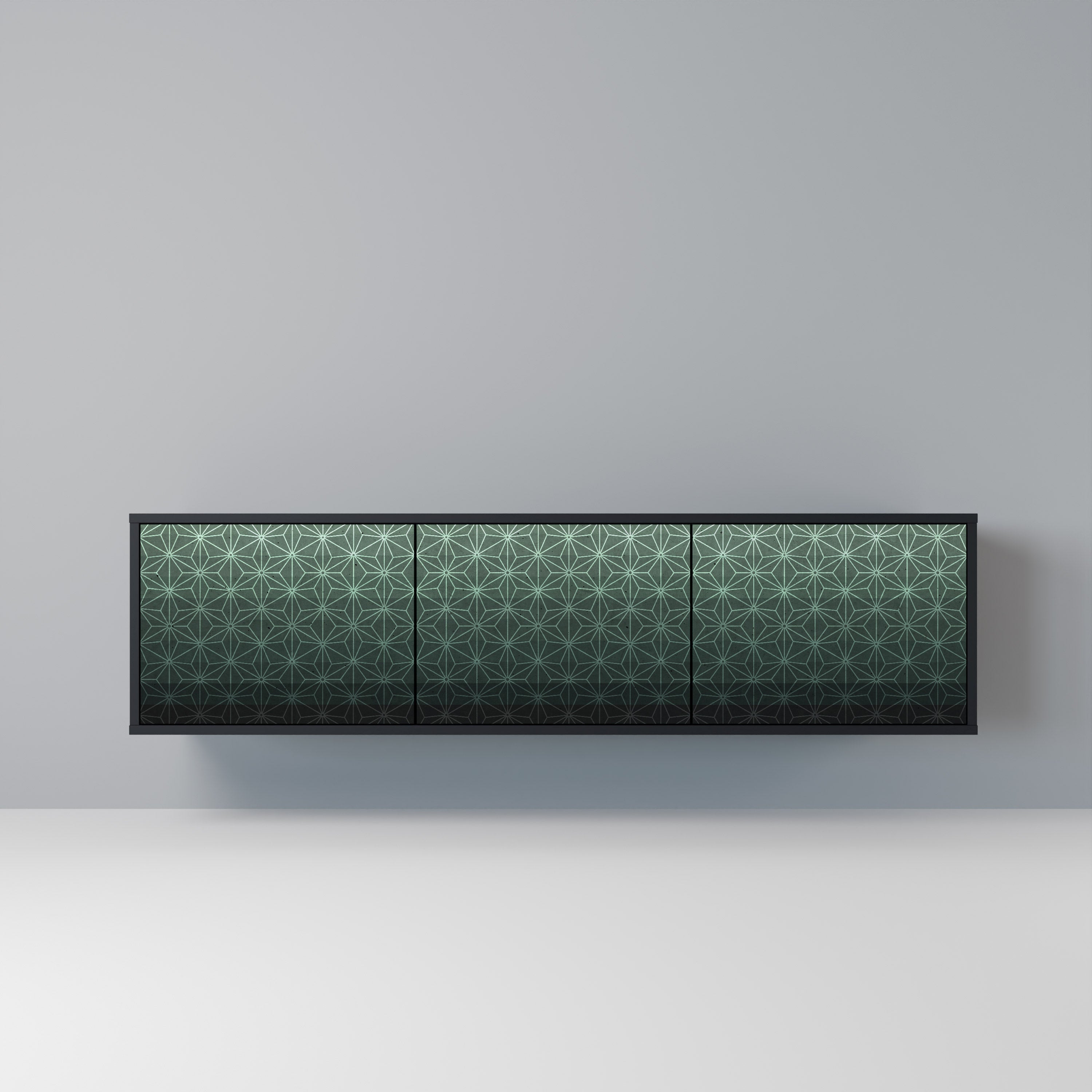 ORNAMENTAL GLIMMER TV-Lowboard mit 3 Türen in Schwarz