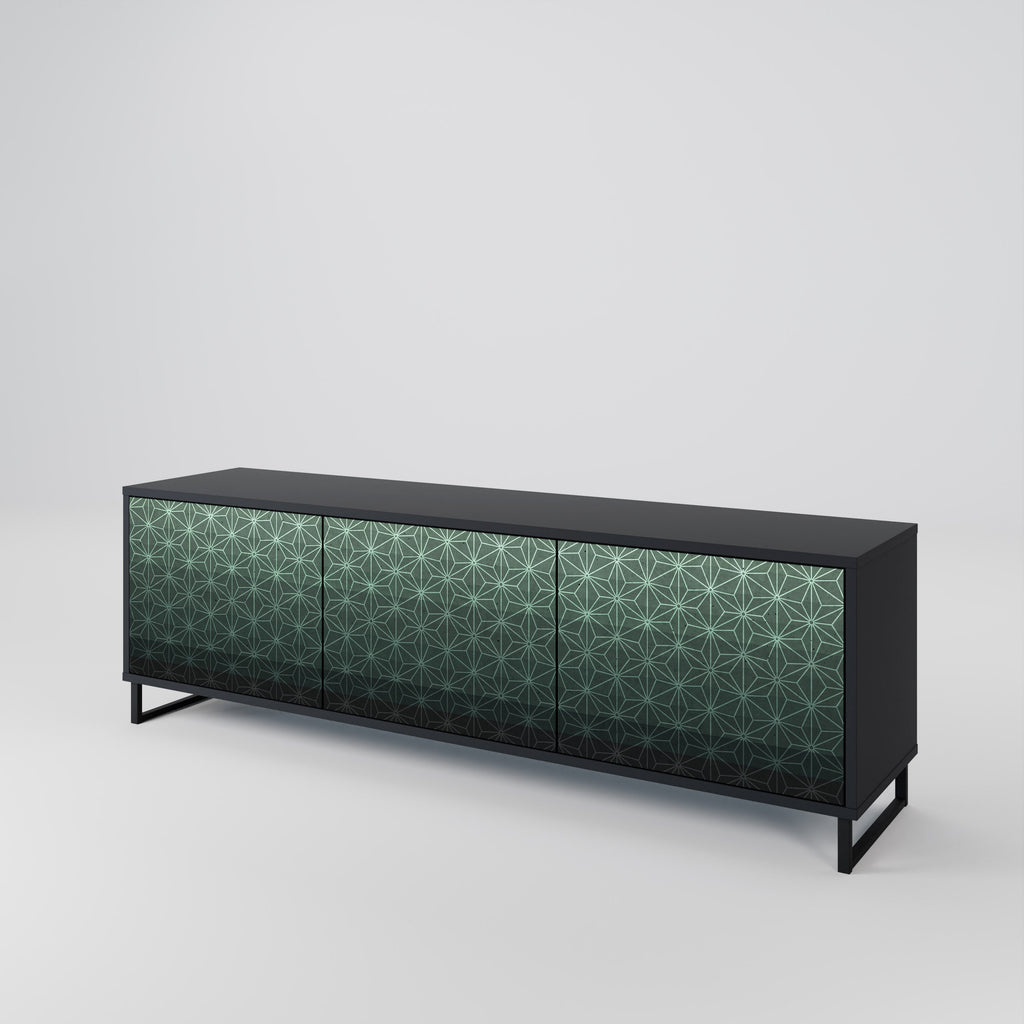 ORNAMENTAL GLIMMER 3-Door TV Stand in Black Finish