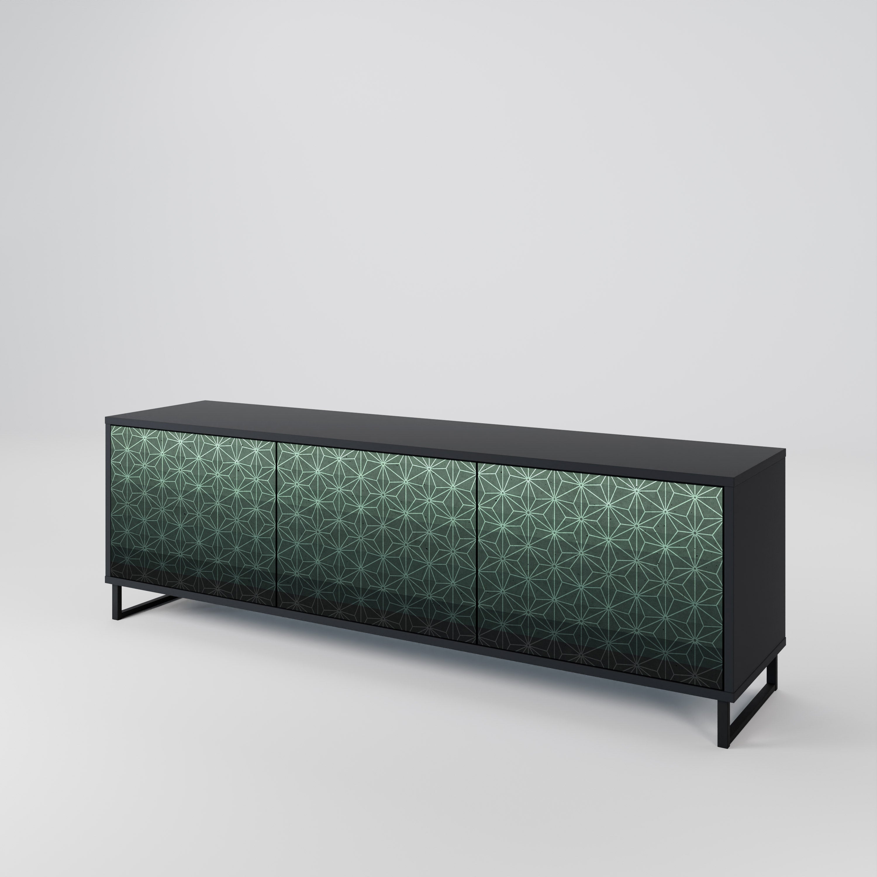 ORNAMENTAL GLIMMER 3-Door TV Stand in Black Finish