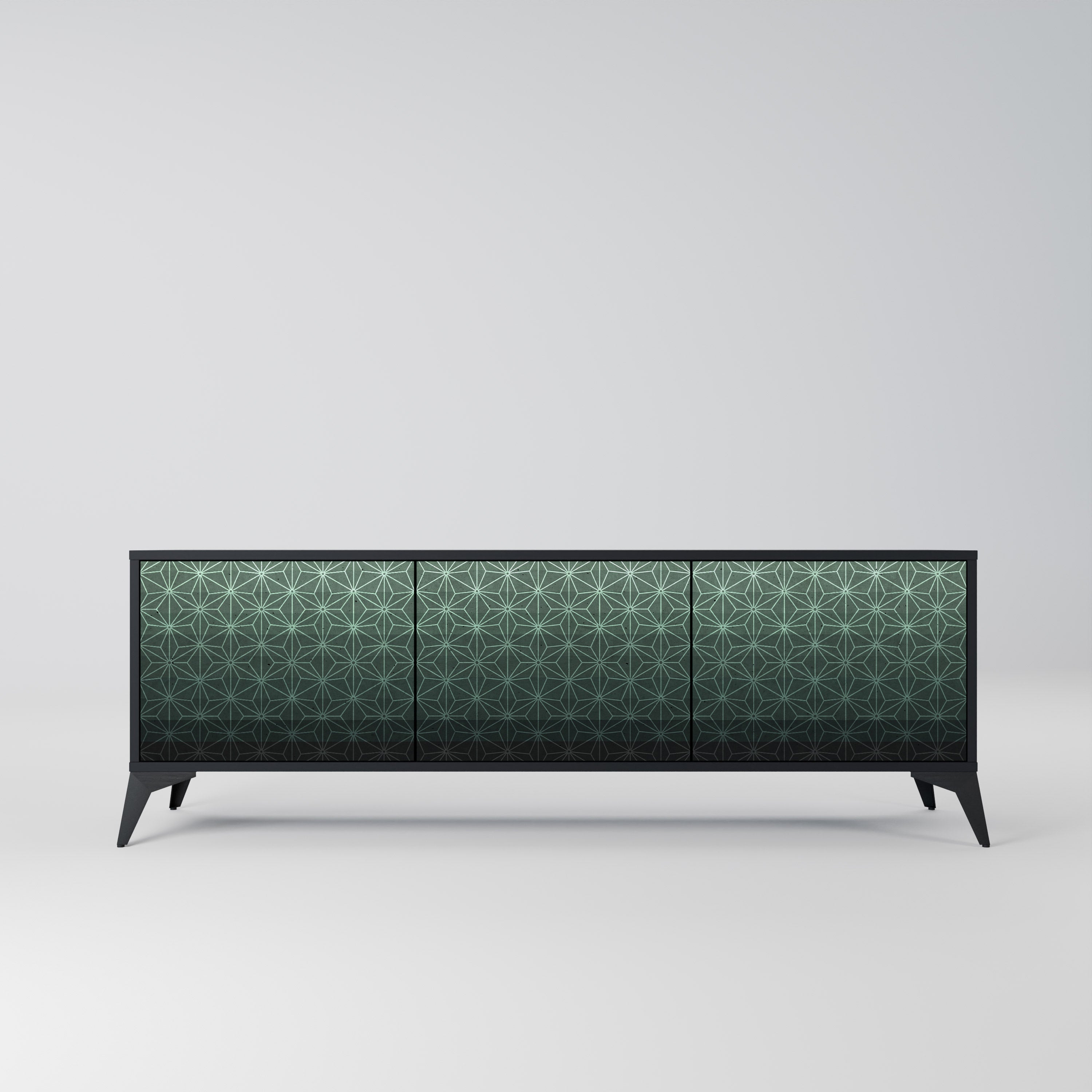 ORNAMENTAL GLIMMER TV-Lowboard mit 3 Türen in Schwarz