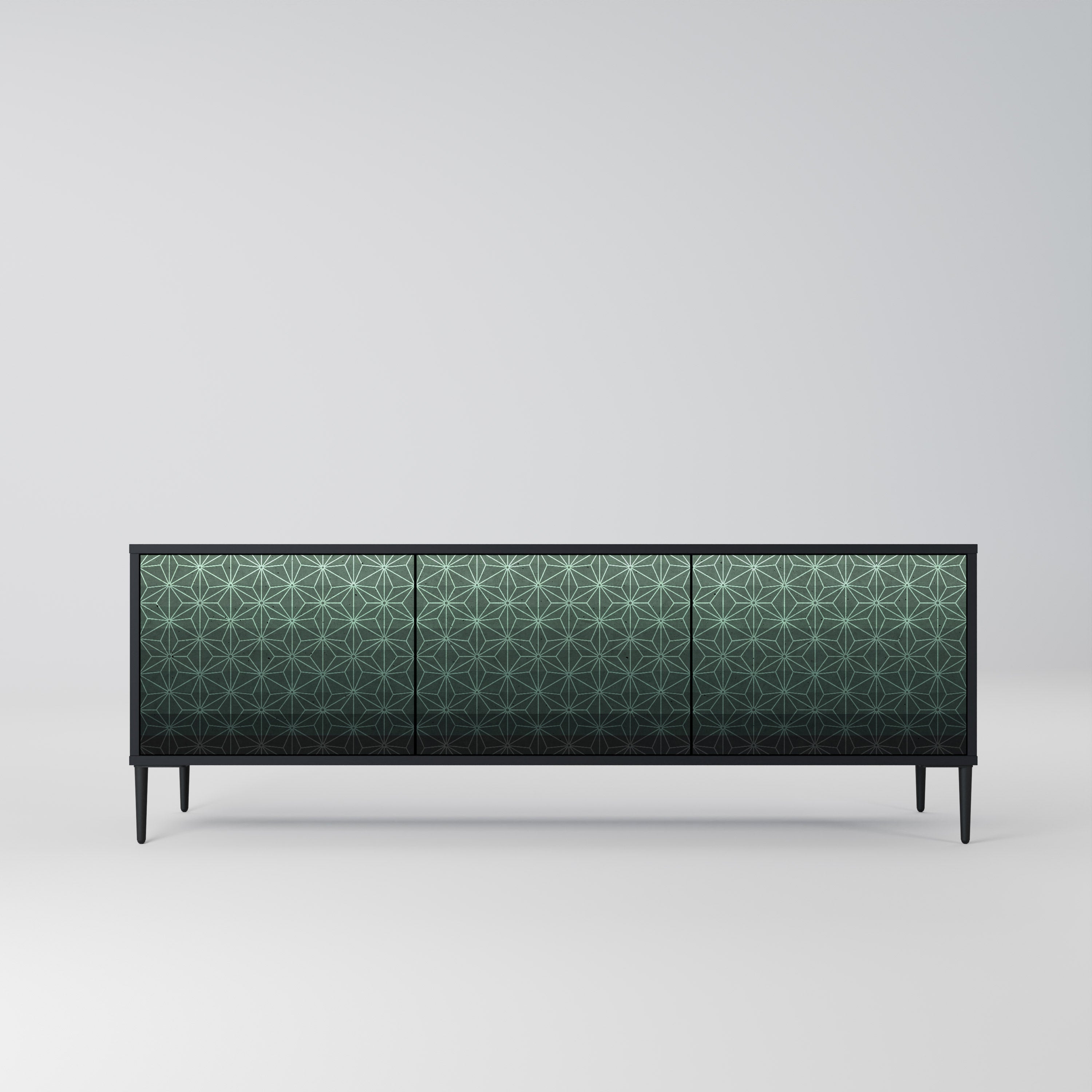 ORNAMENTAL GLIMMER TV-Lowboard mit 3 Türen in Schwarz