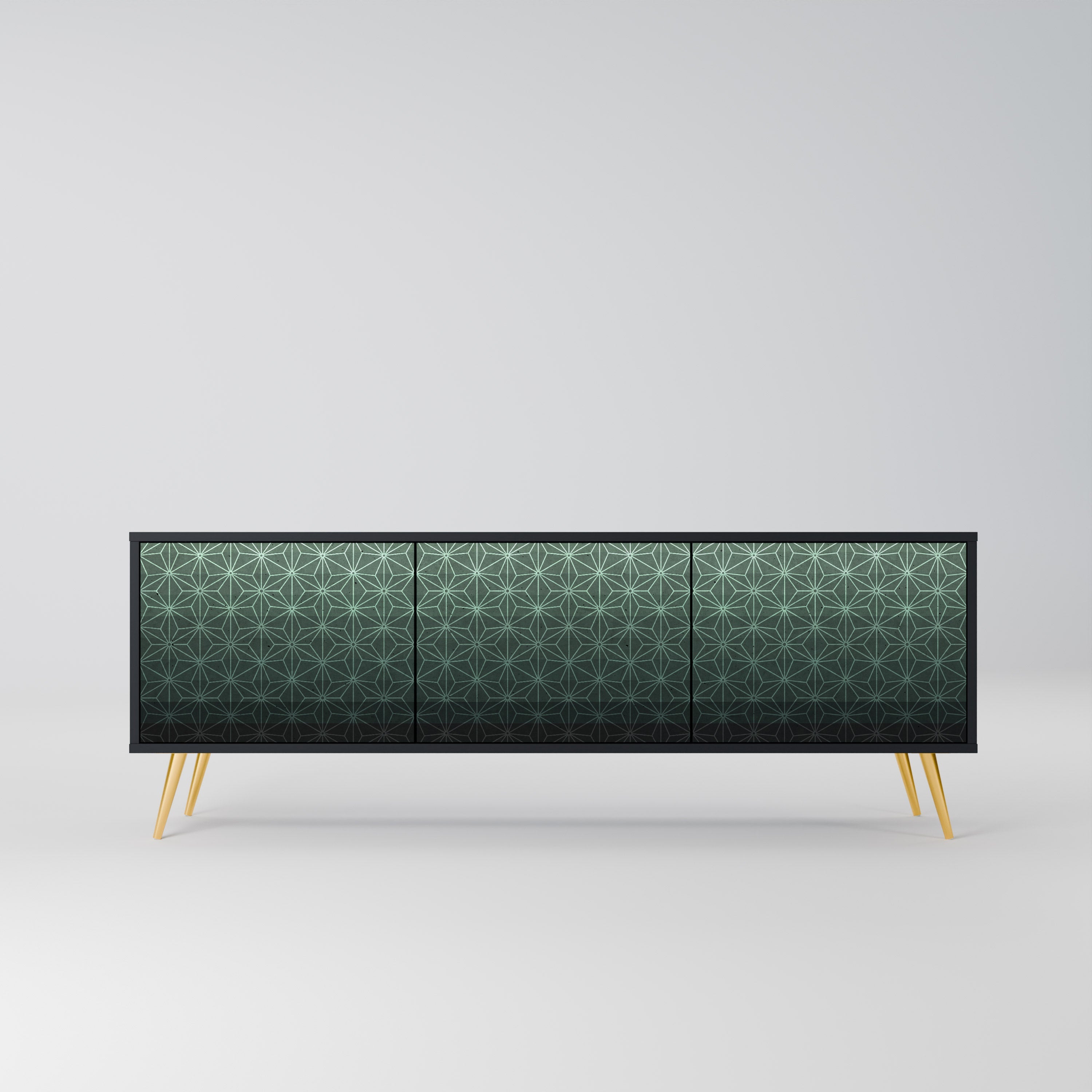 ORNAMENTAL GLIMMER TV-Lowboard mit 3 Türen in Schwarz