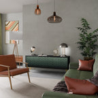 ORNAMENTAL GLIMMER 3-Door TV Stand in Black Finish