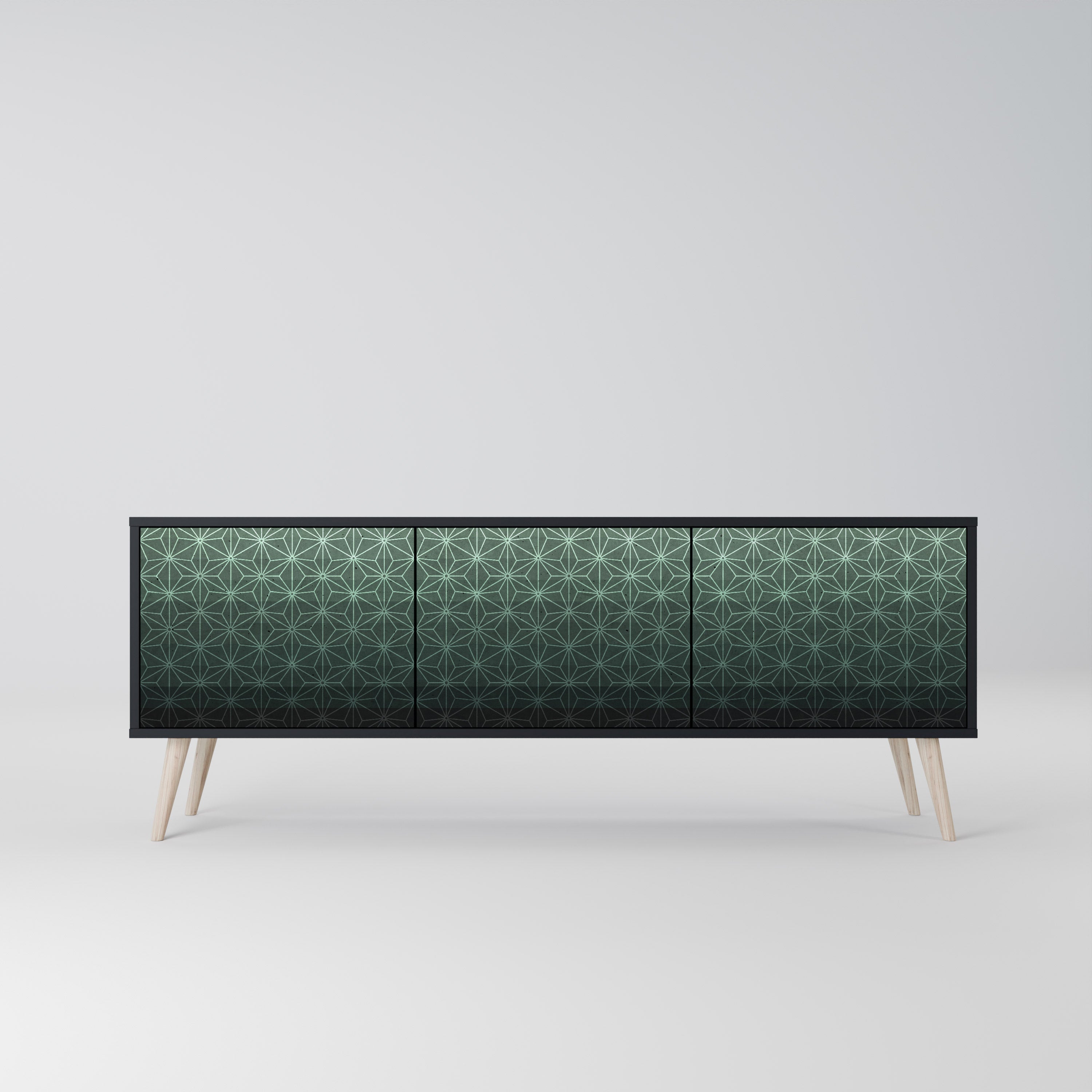 ORNAMENTAL GLIMMER TV-Lowboard mit 3 Türen in Schwarz