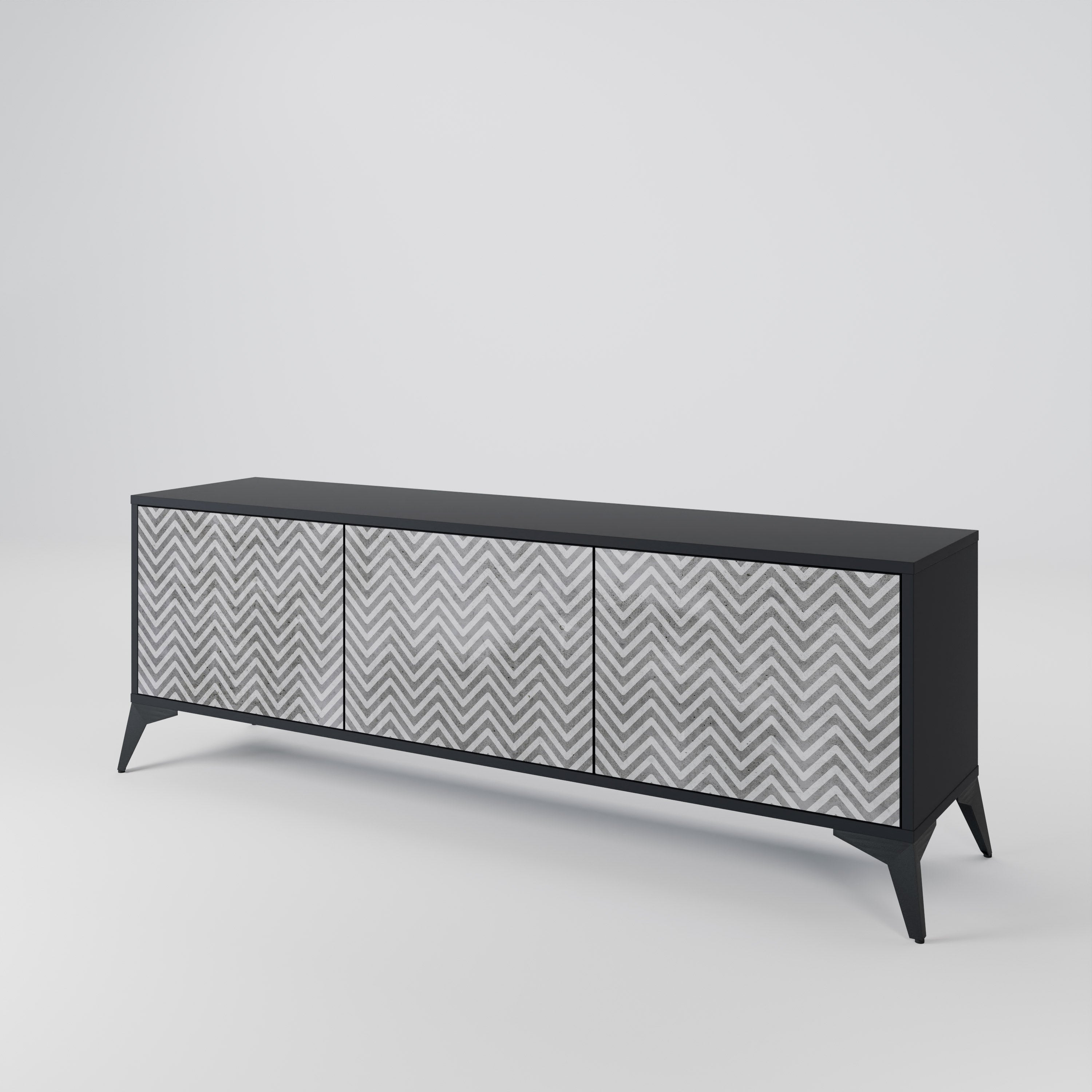 CONCRETE ZIG ZAG 3-Door TV Cabinet