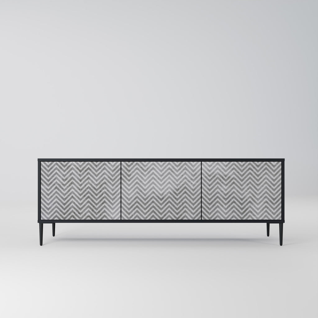 CONCRETE ZIG ZAG TV-Lowboard mit 3 Türen in Schwarz
