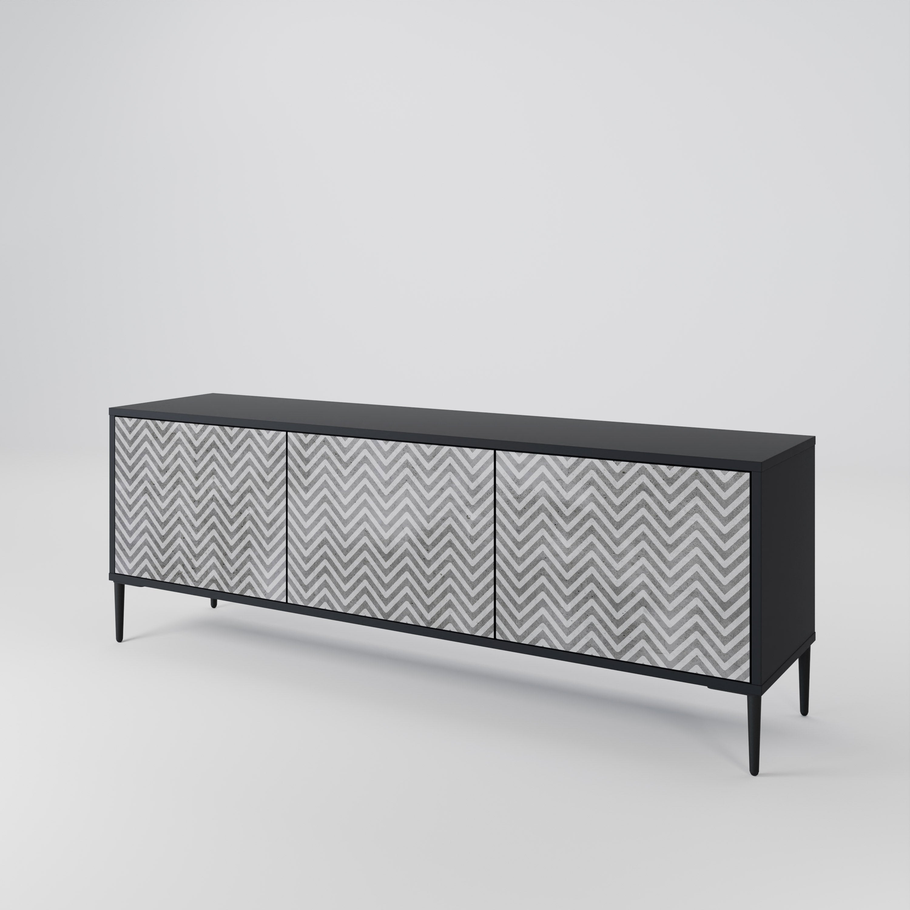CONCRETE ZIG ZAG 3-Door TV Cabinet