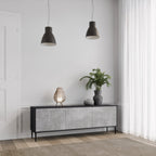 CONCRETE ZIG ZAG TV-Lowboard mit 3 Türen in Schwarz