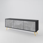 CONCRETE ZIG ZAG TV-Lowboard mit 3 Türen in Schwarz
