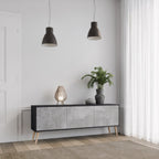 CONCRETE ZIG ZAG TV-Lowboard mit 3 Türen in Schwarz